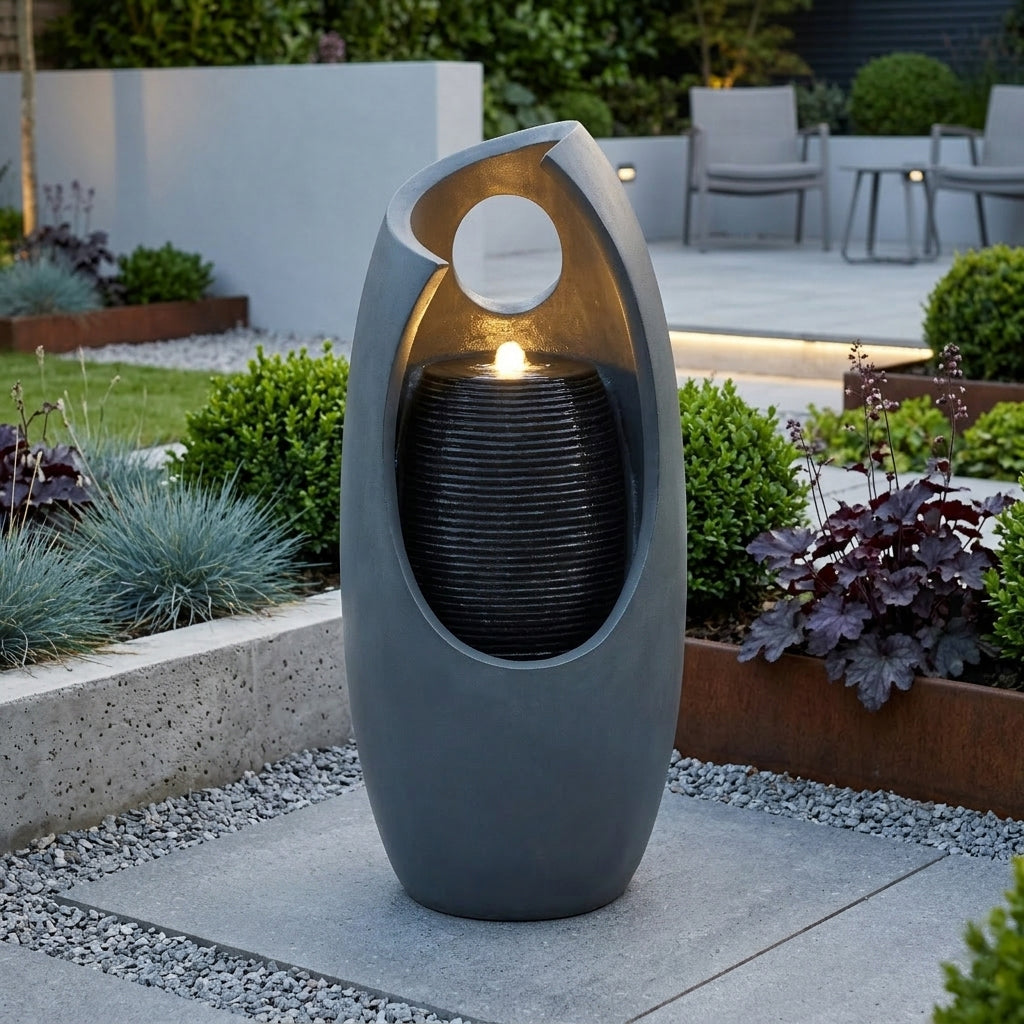 Q-Rax Radiant Falls Fontana Giardino Elettrica LED Grigia