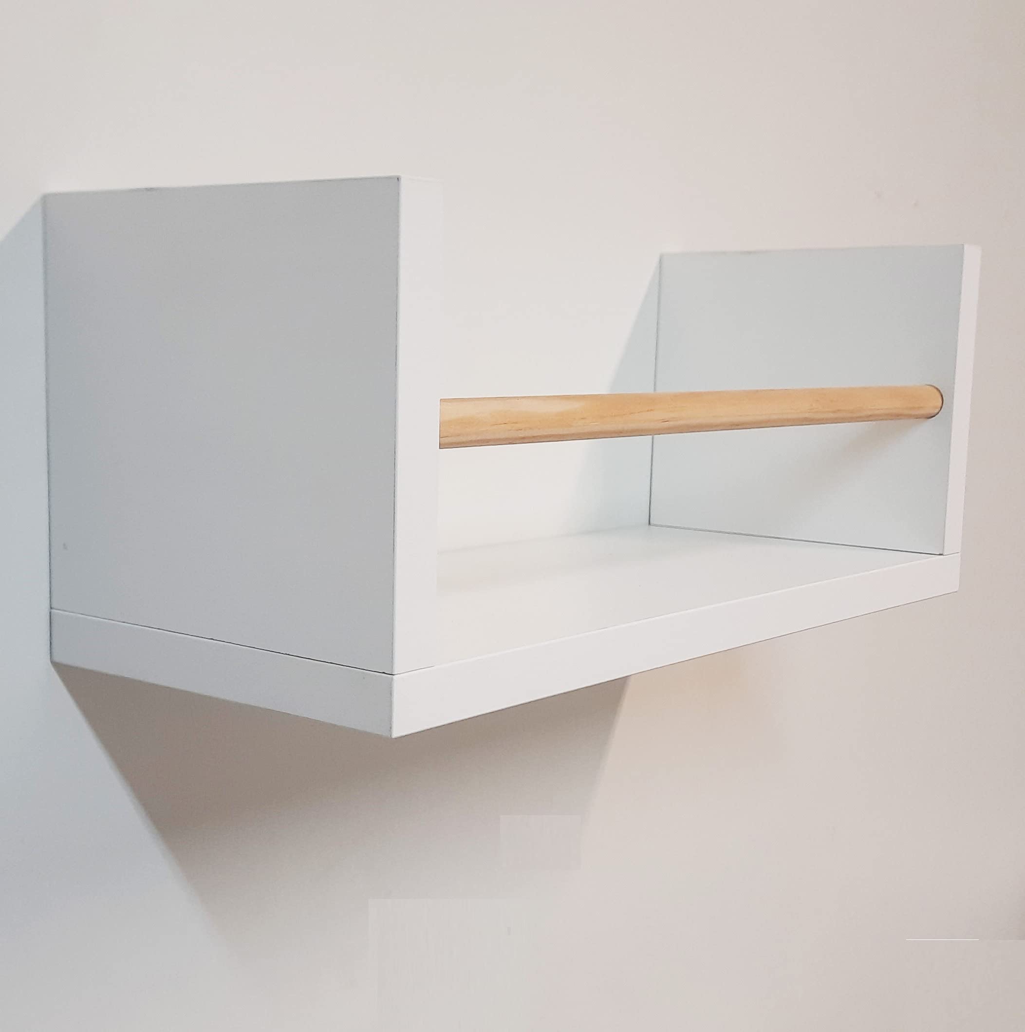 Henor Mensole 40x16x16 cm Mensola parete Bianco Pino con barra