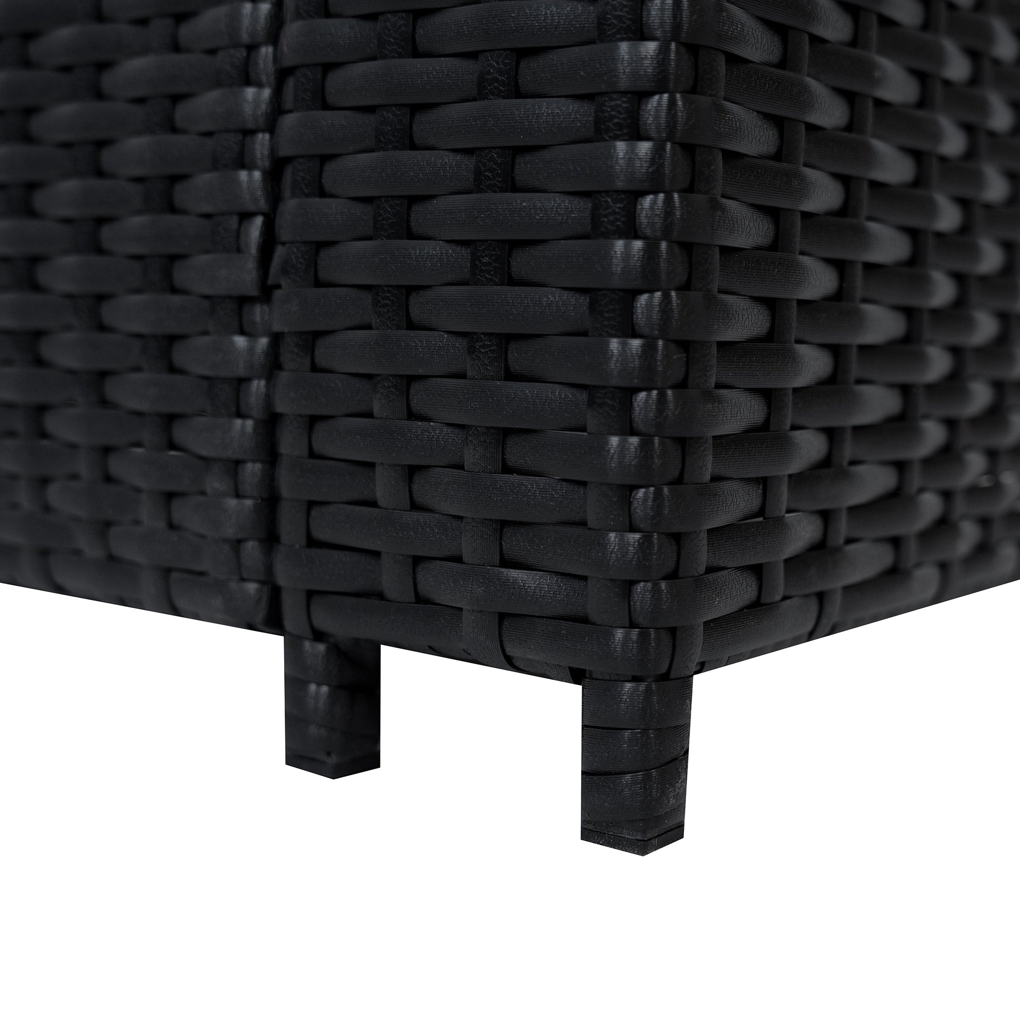 Q-Rax Set Giardino Rattan 8 Posti Tavolo Firepit Nero