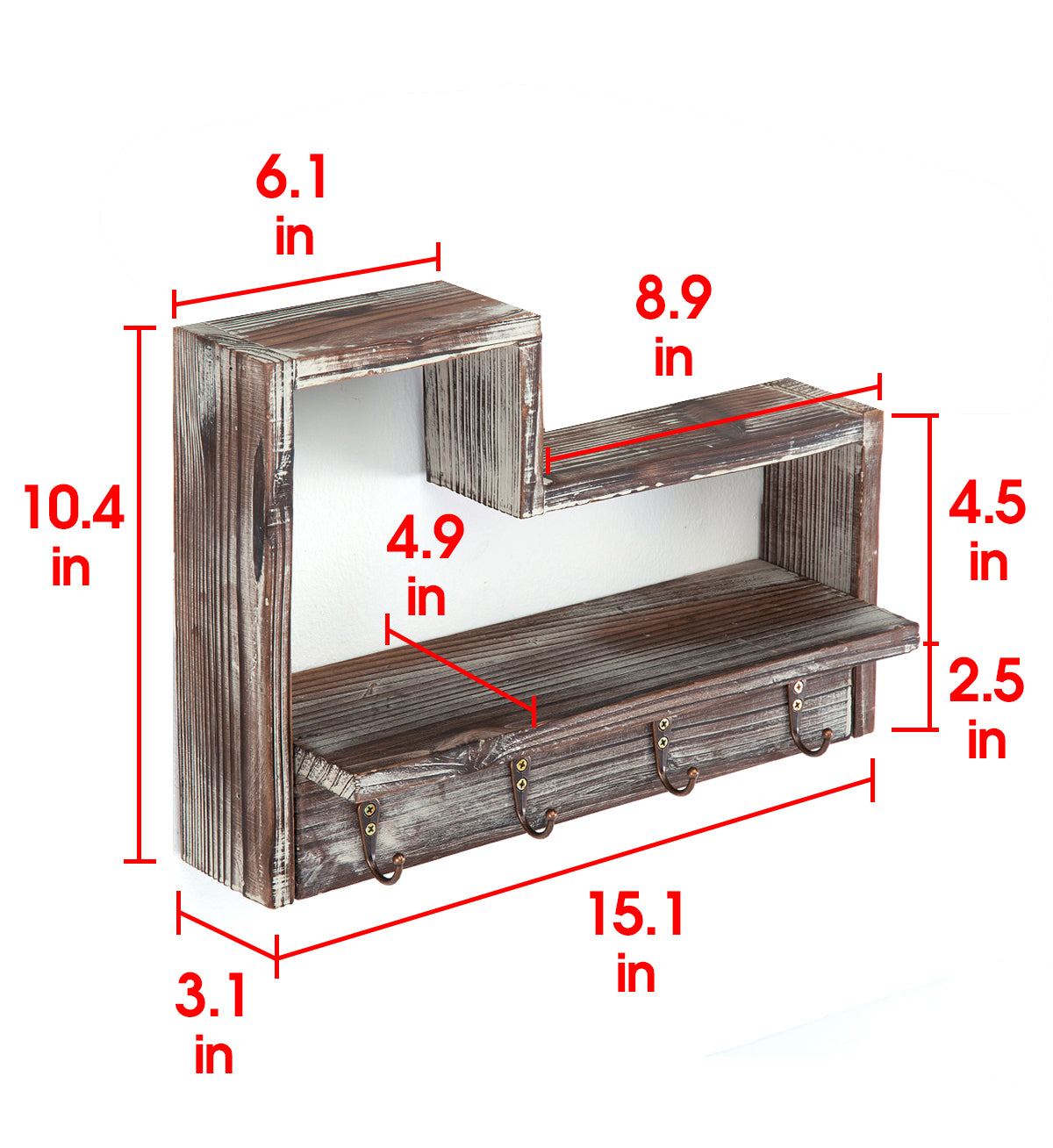 Jackcube Design Entryway mensola appendichiavi 4 ganci legno