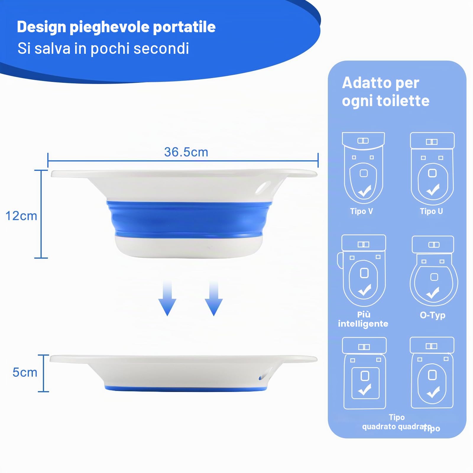 DEANIC Bidet Portatile WC Blu Pieghevole igiene intima