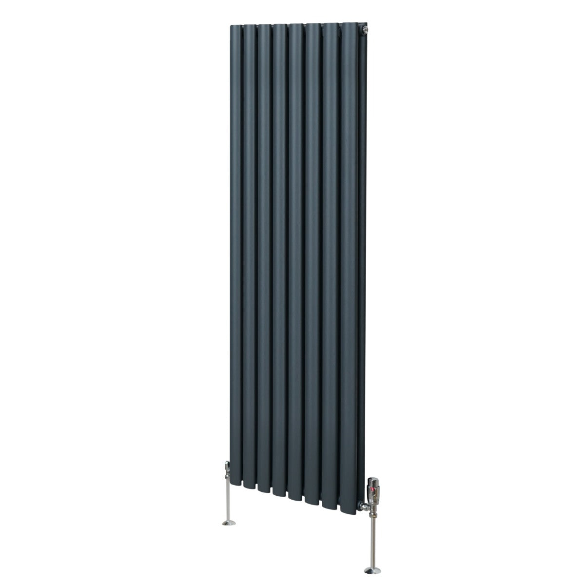 Q-Rax Radiatore Ovale 1600x480 Antracite Valvole