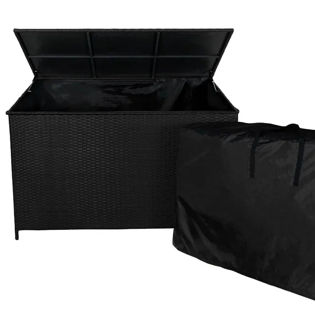 Q-Rax Contenitore Cuscini Rattan Nero 582L Box Giardino