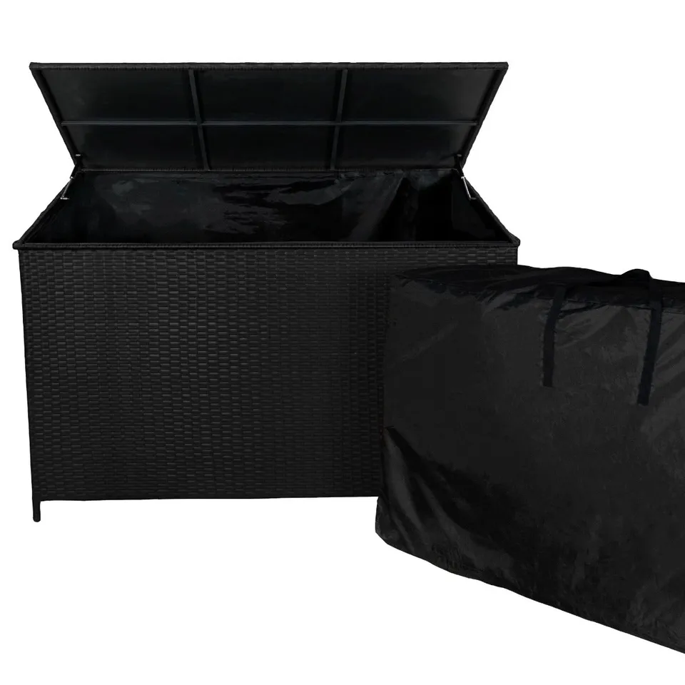Q-Rax Contenitore Cuscini Rattan Nero 582L Box Giardino