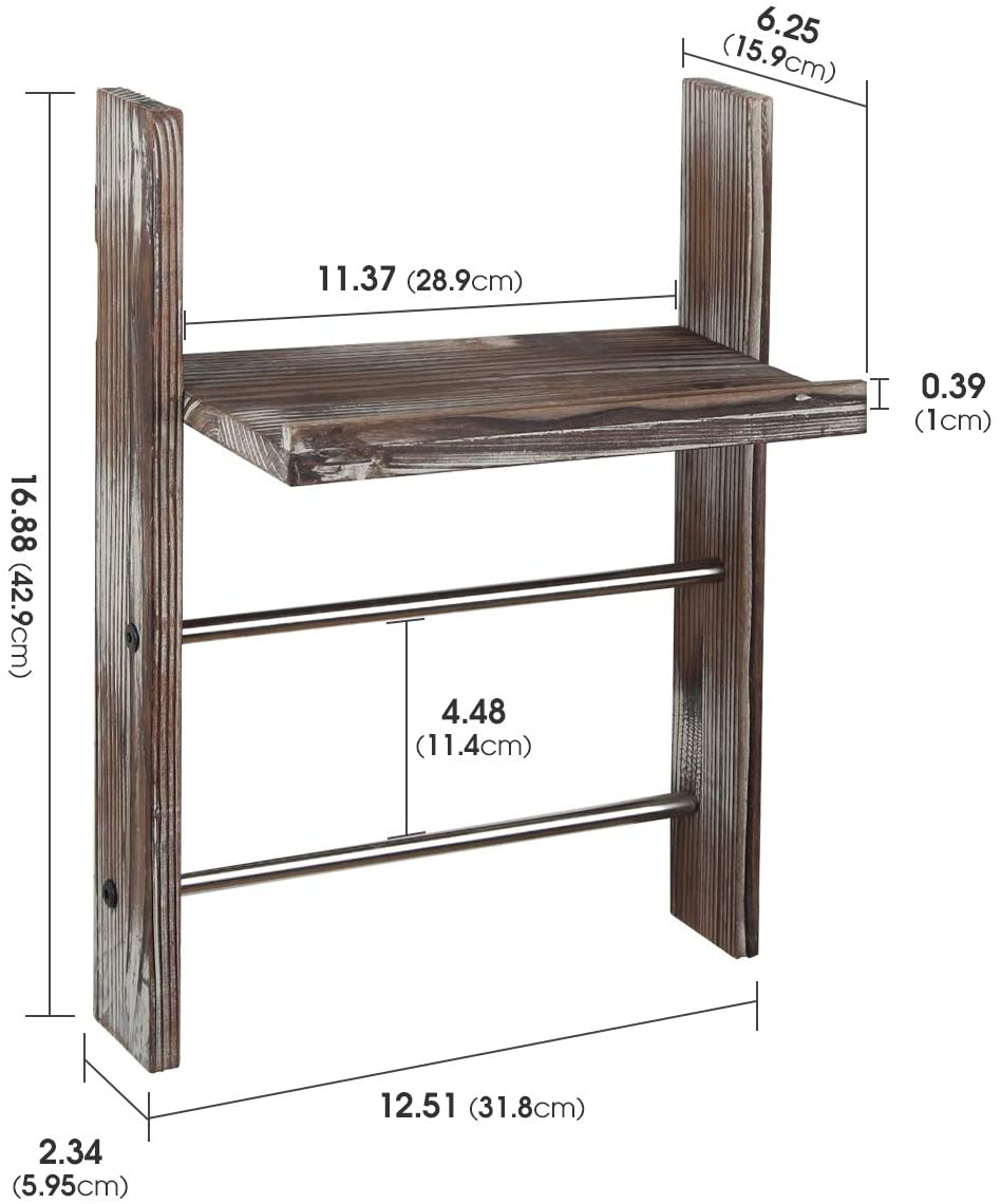 Jackcube Design Portasciugamani Parete Legno con Mensola Acciaio