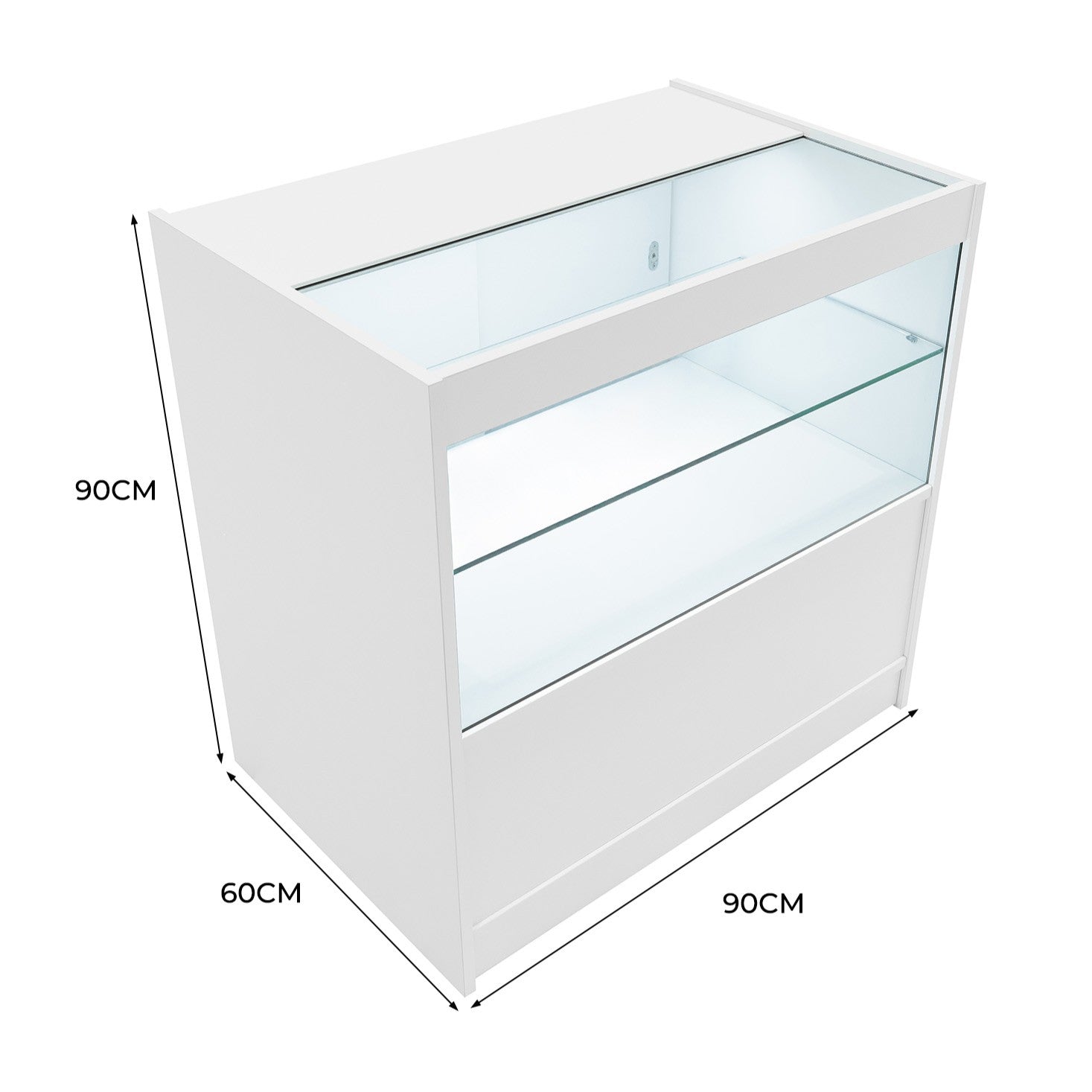 Q-Rax C900 Bancone da Negozio LED Bianco con Vetro