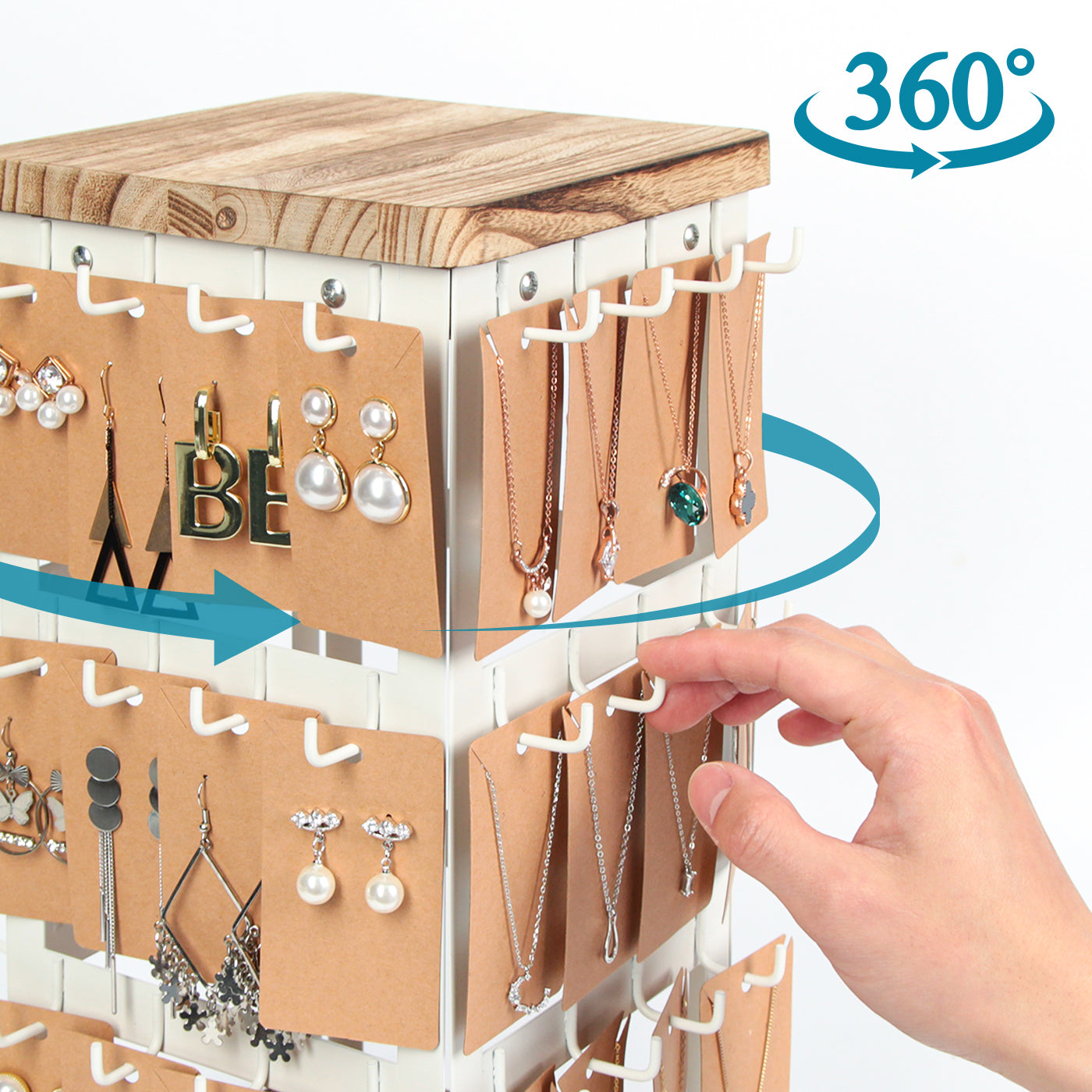 Jackcube Design Makeup Porta Orecchini Girevole 3 Piani Bianco