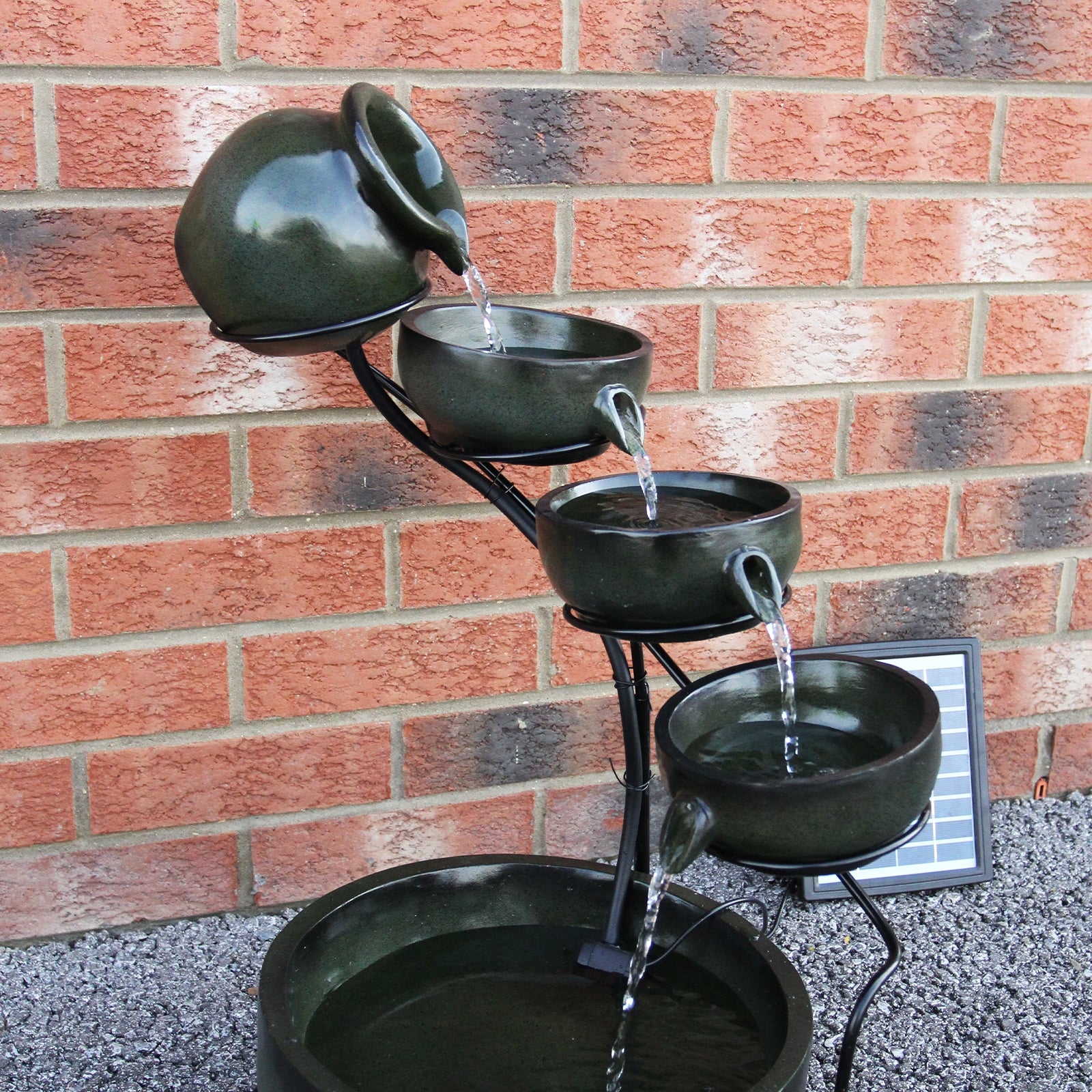 Q-Rax Fontana Solare a Cascata fontana verde 56 cm