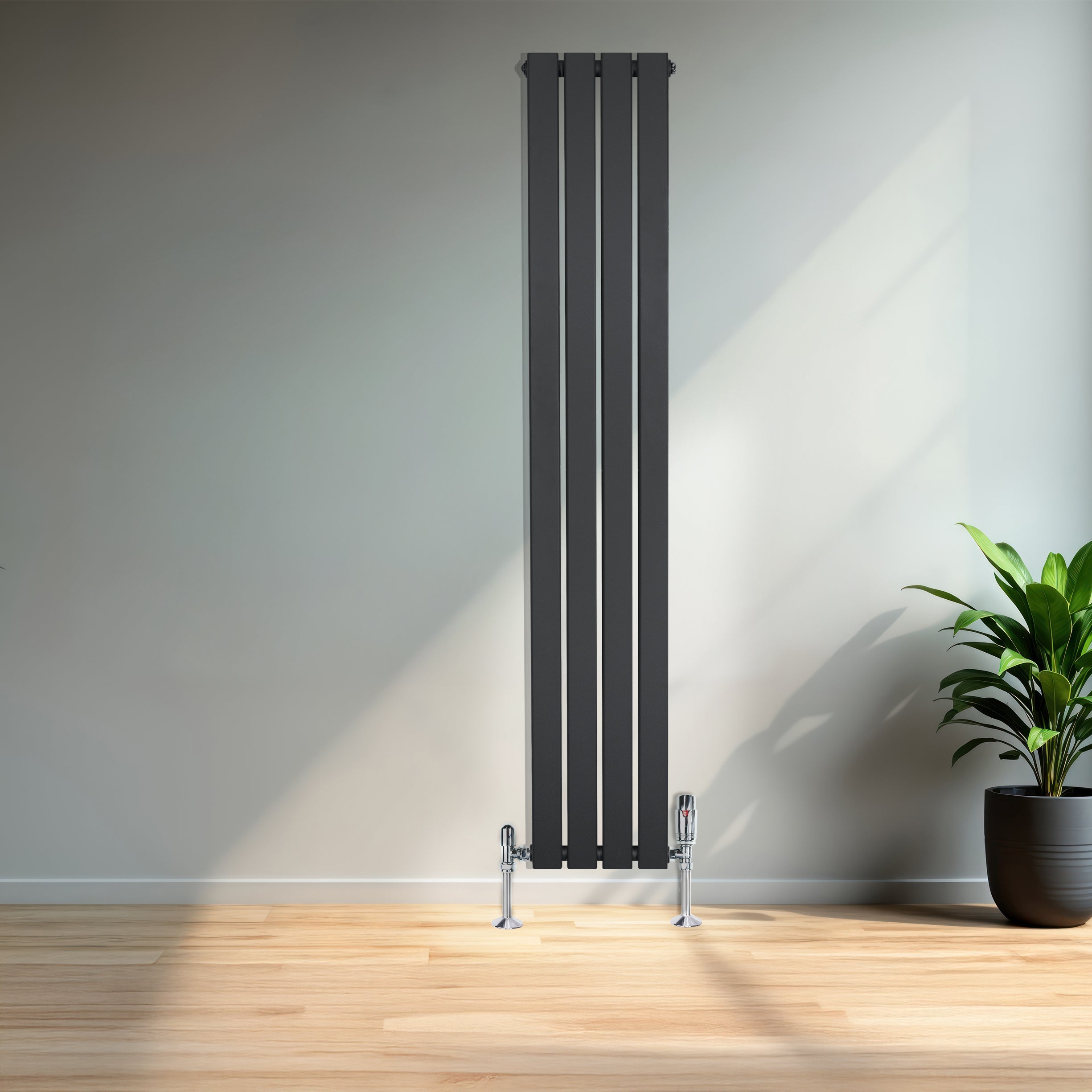 Q-Rax Radiatore Piatto Monocolonna 1600x280 Termosifone Antracite con Valvole