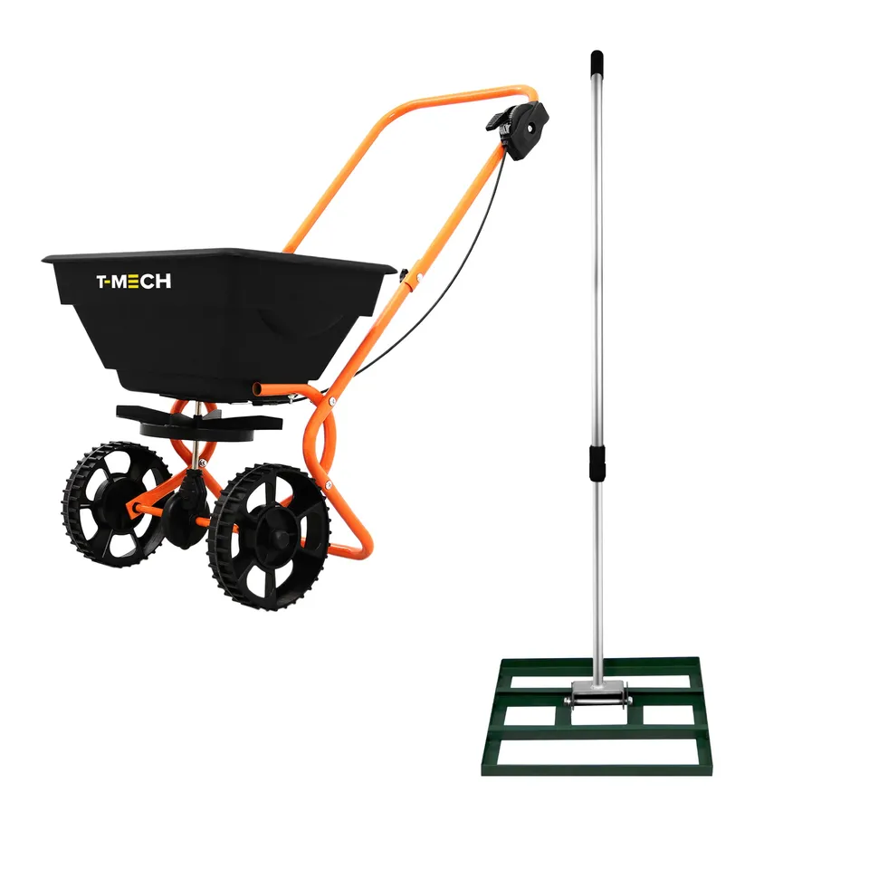 Q-Rax Set Spargitore Rotante e Livella Prato 50cm Verde