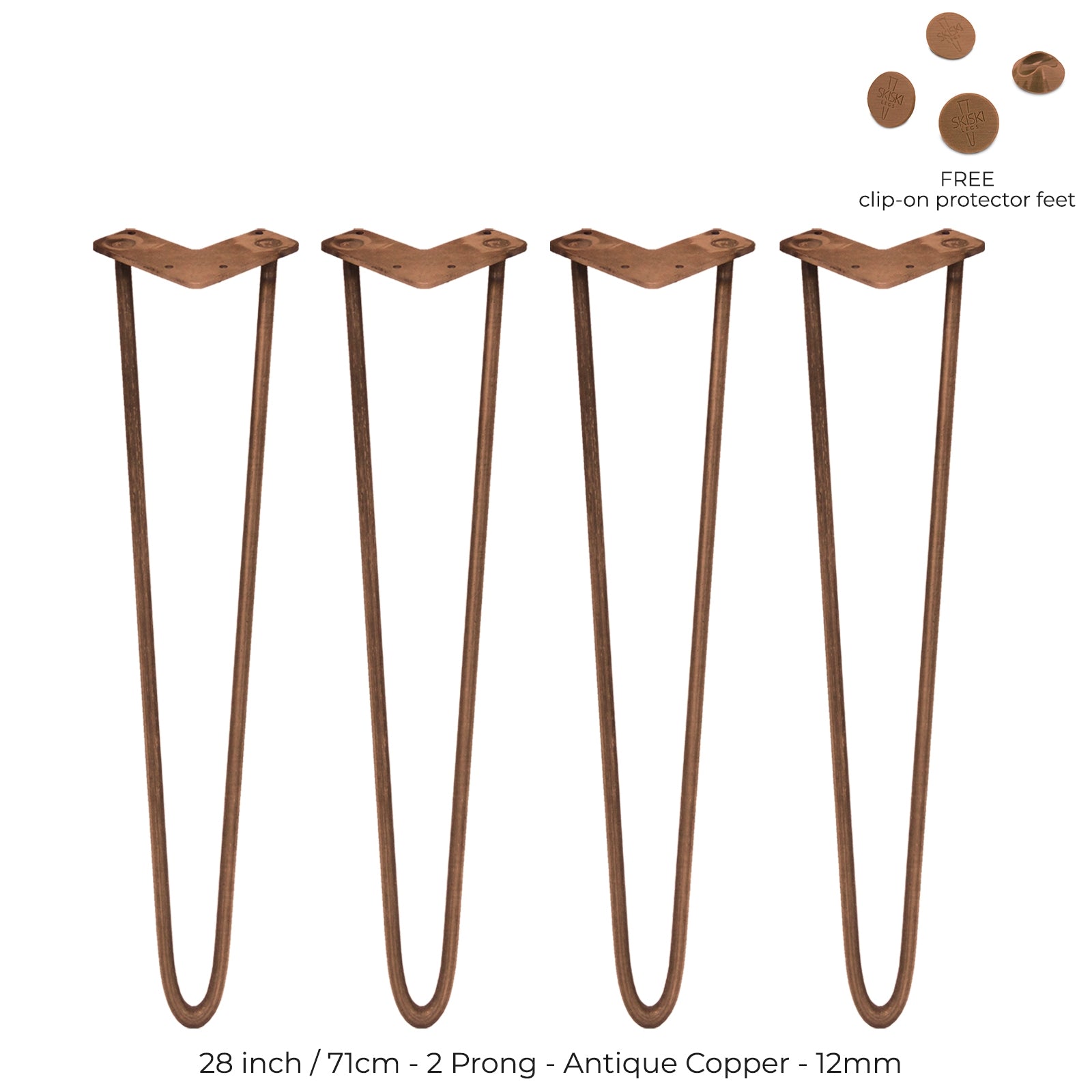 Q-Rax SkiSki 4 Gambe Tavolo Forcina 71 cm Rame Antico