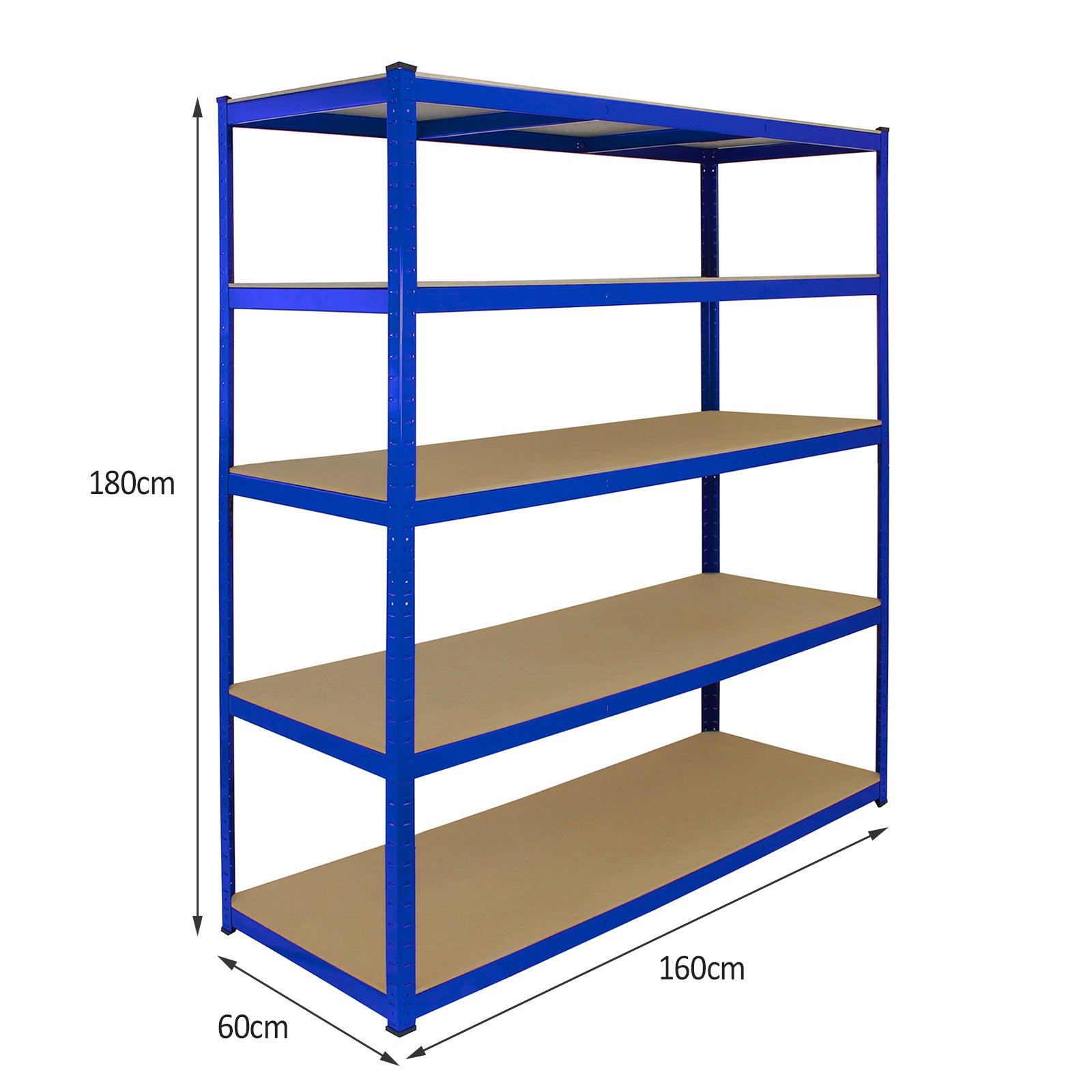 Q-Rax T-Rax Scaffale in Acciaio Blu 160cm 5 Ripiani