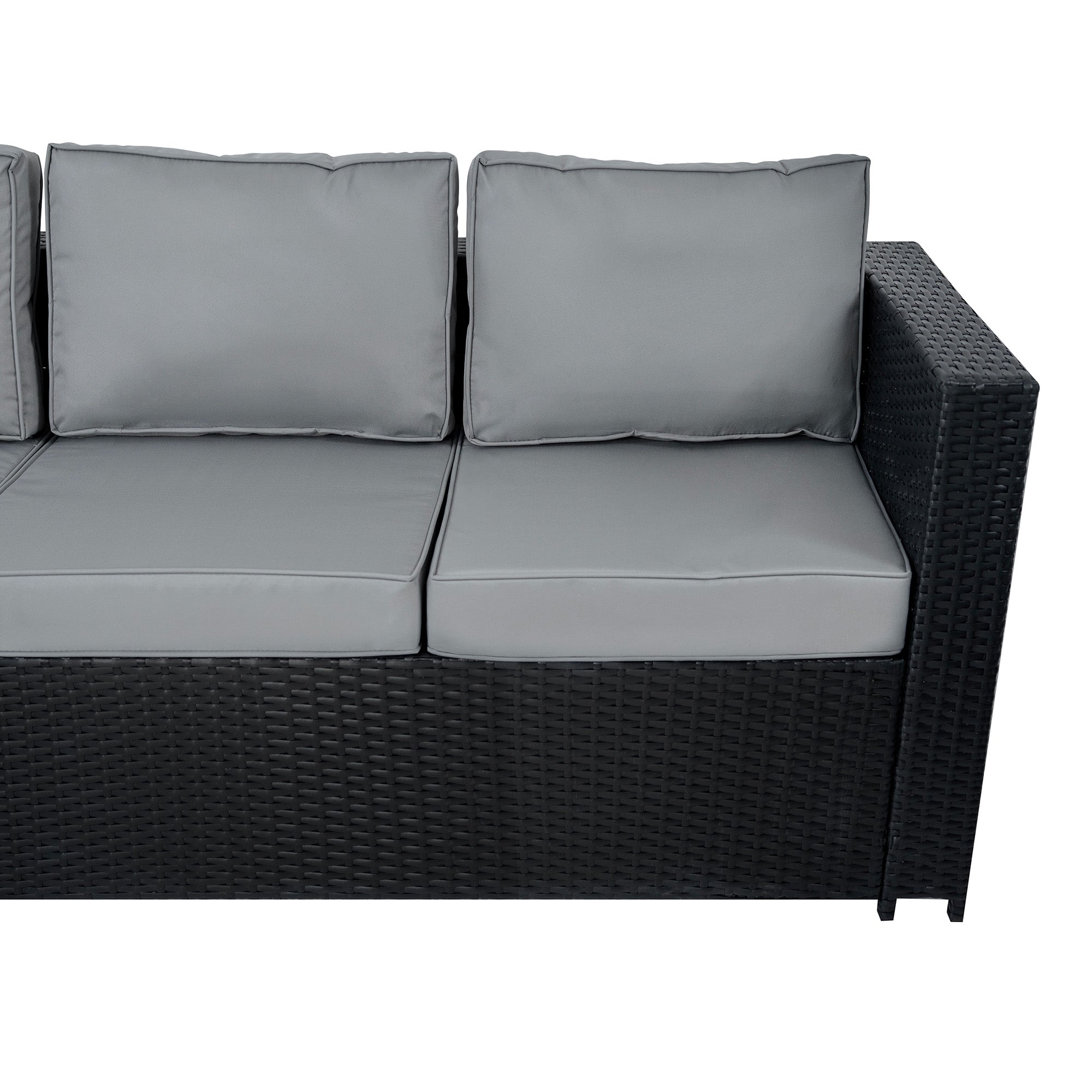 Q-Rax Set Giardino Rattan 8 Posti Tavolo Firepit Nero