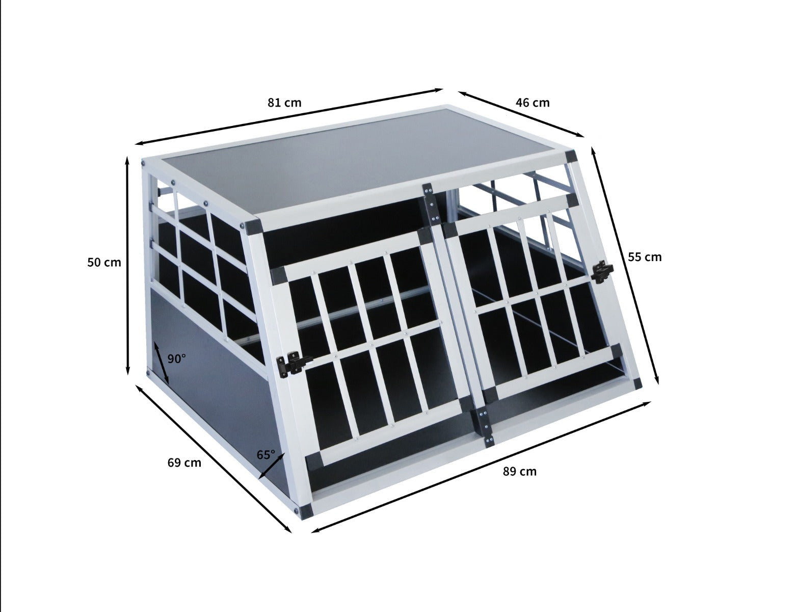 Q-Rax Gabbia Cani Auto Doppia Media Trasportino Alluminio 89 cm