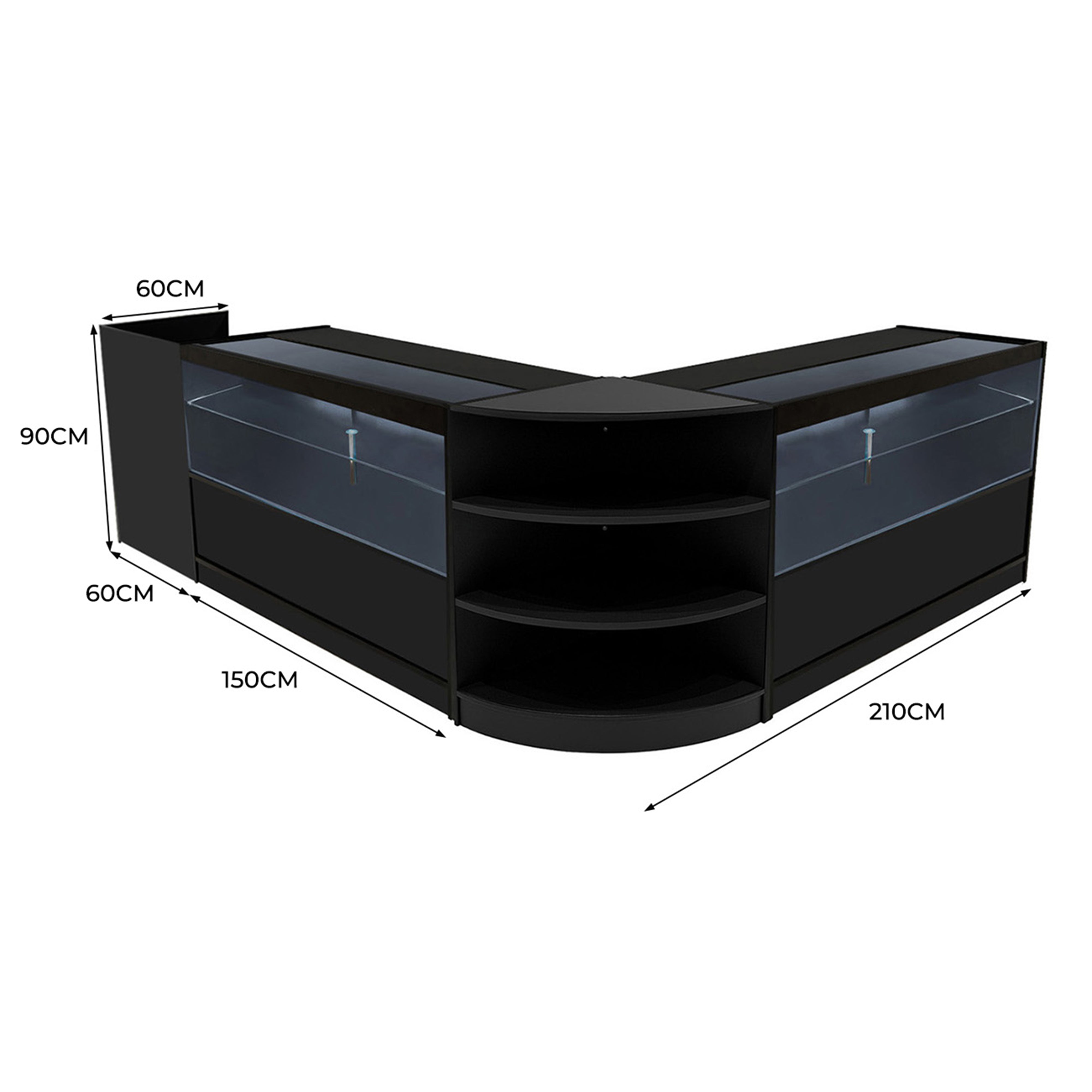 Q-Rax Eclipse Bancone C1500 LM60 TB60 LED Nero Set 4 pz
