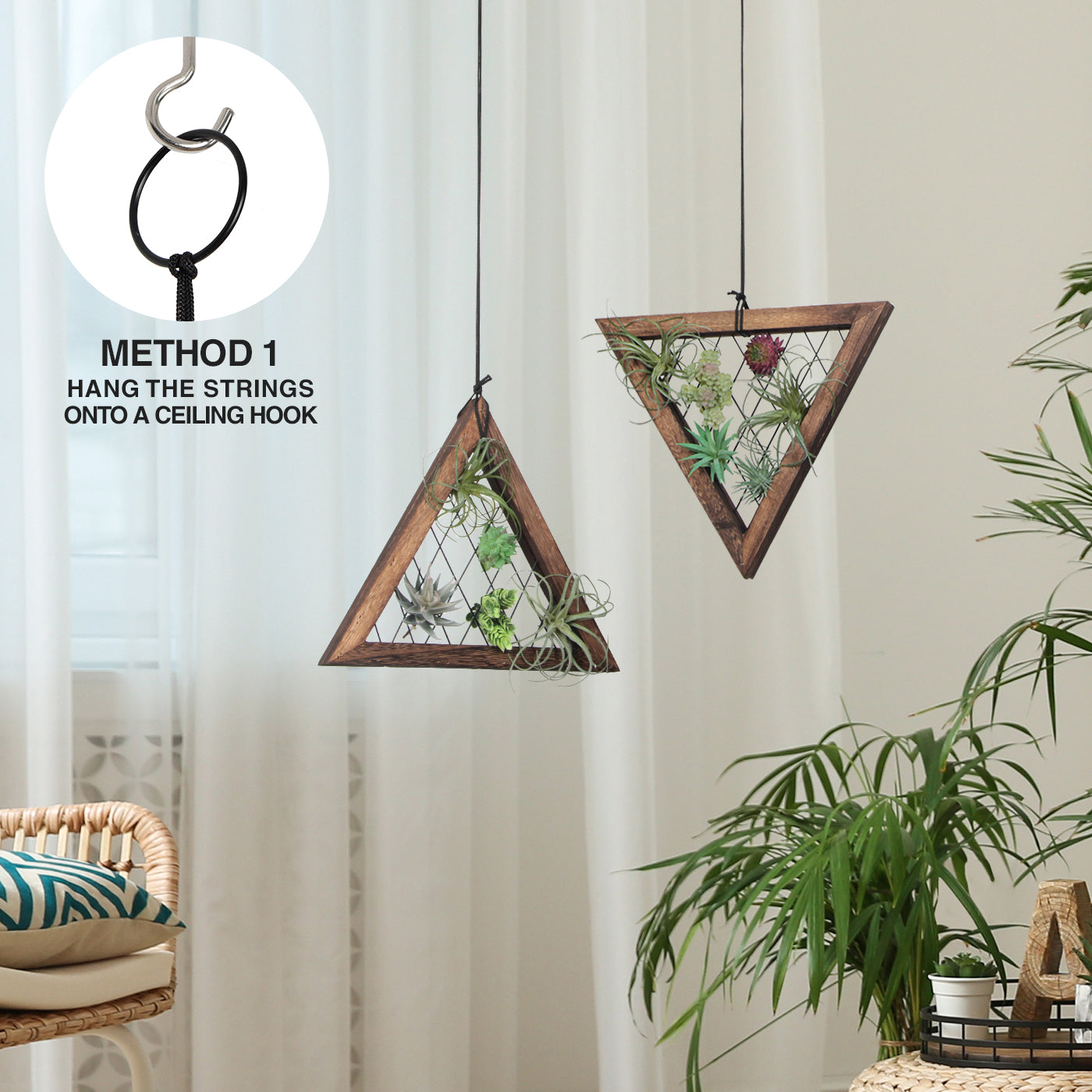 Jackcube Plant Set 2 Portapiante Sospeso Triangolo Legno