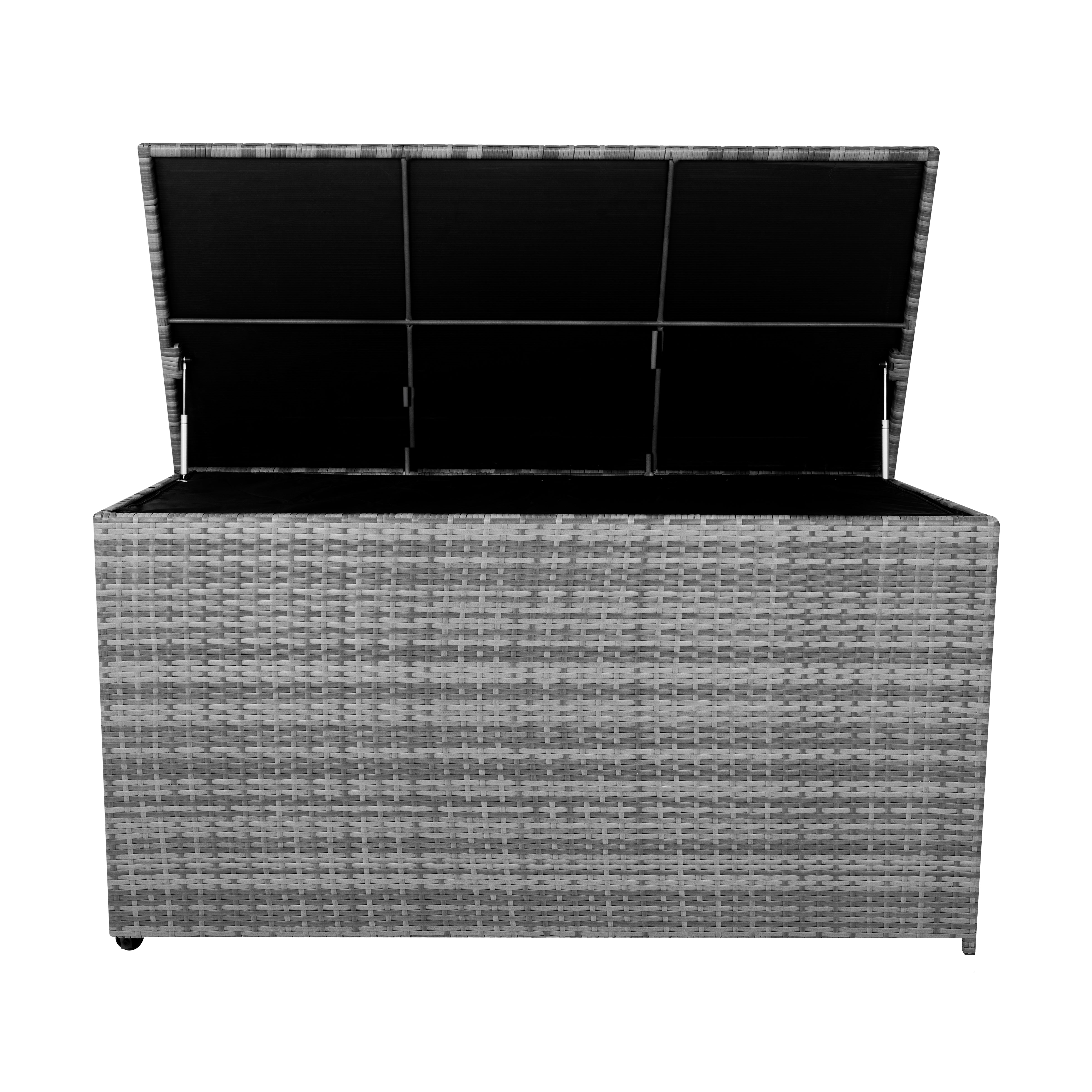 Q-Rax Mobili da Esterno Box Rattan 700L Grigio Cuscini con Ruote