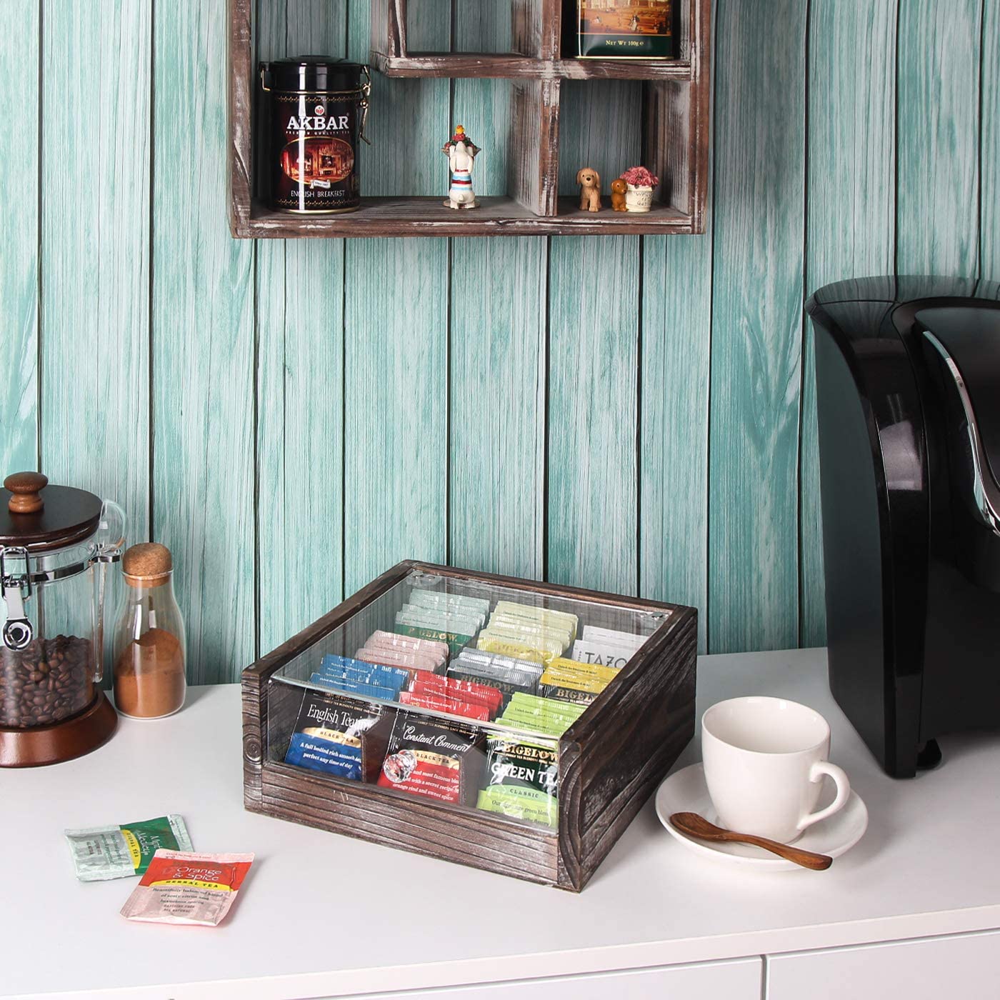 Jackcube Design Kitchen Portabustine Tè 9 Scomparti Legno