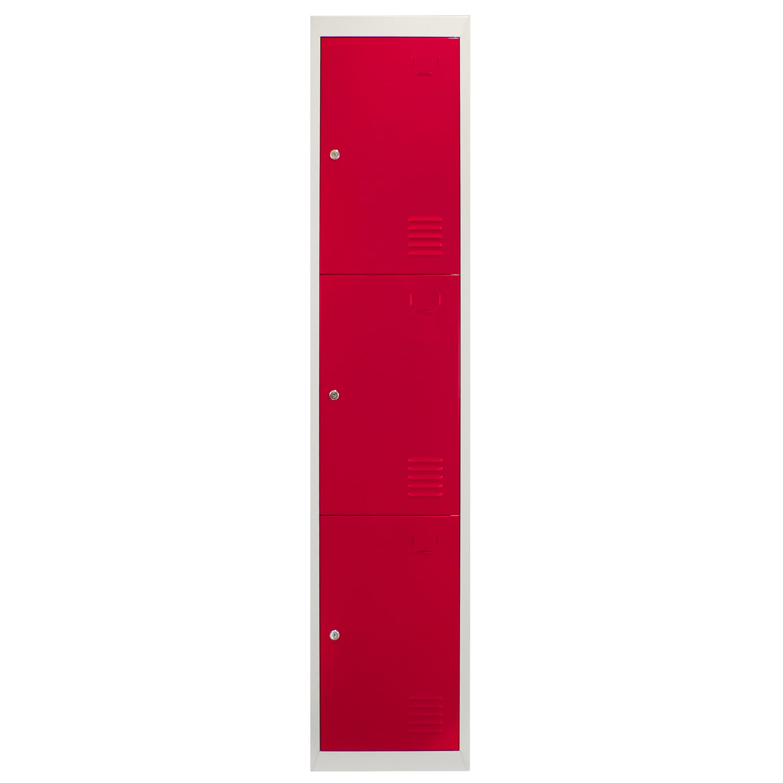 Q-Rax Armadietto Metallo 3 Porte Rosse 180 cm con Chiave
