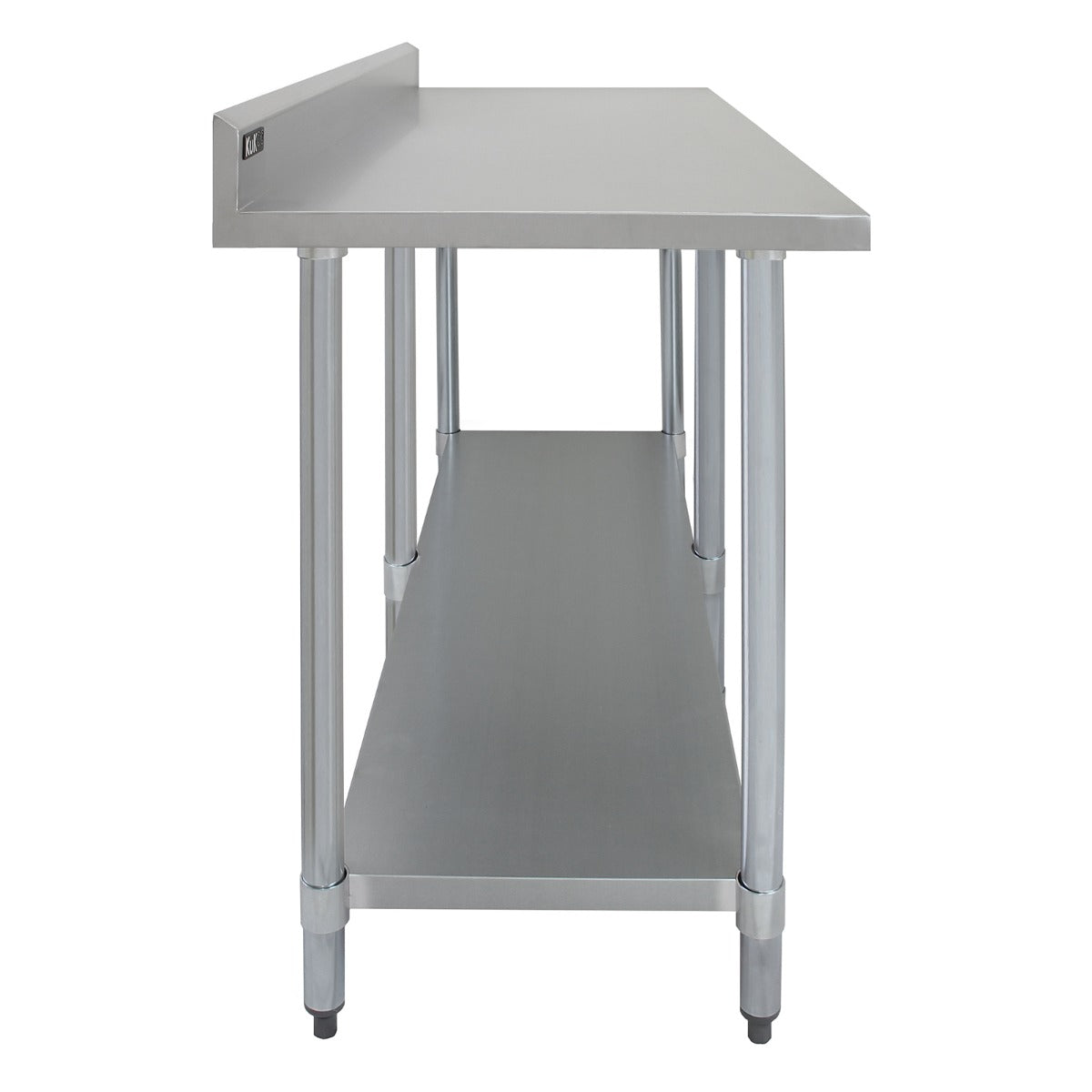 Q-Rax Tavolo Inox Cucina 210x60x90 cm 250 Kg con Alzatina