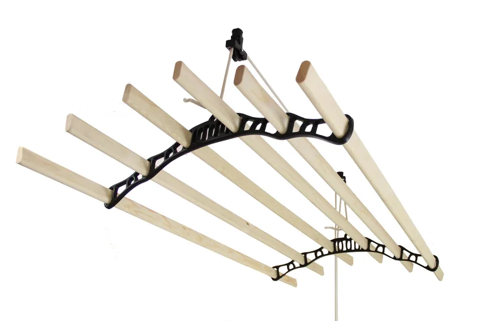 Q-Rax stendibiancheria soffitto nero 240cm 6 stecche pino