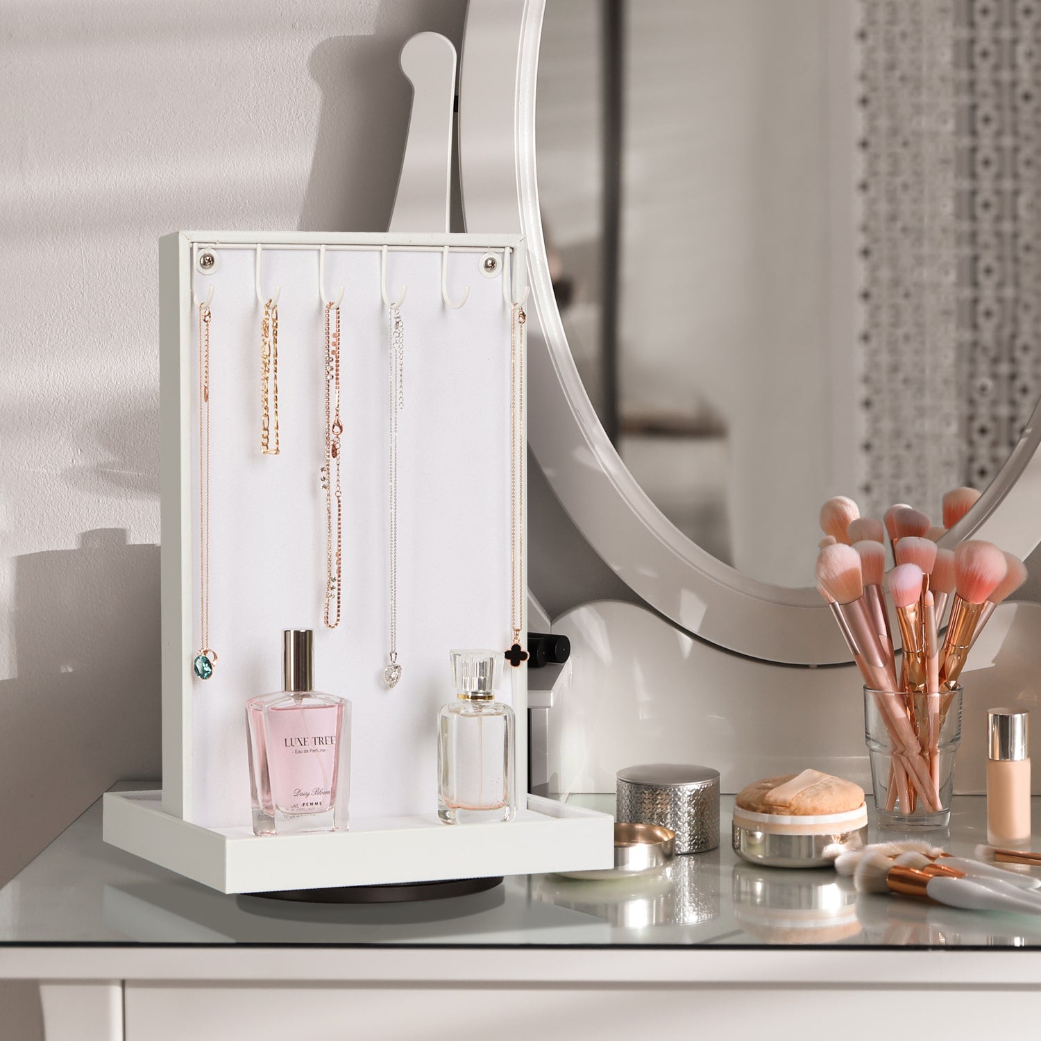 Jackcube Design Makeup Jewelry Portagioie Girevole Bianco 2 Lati