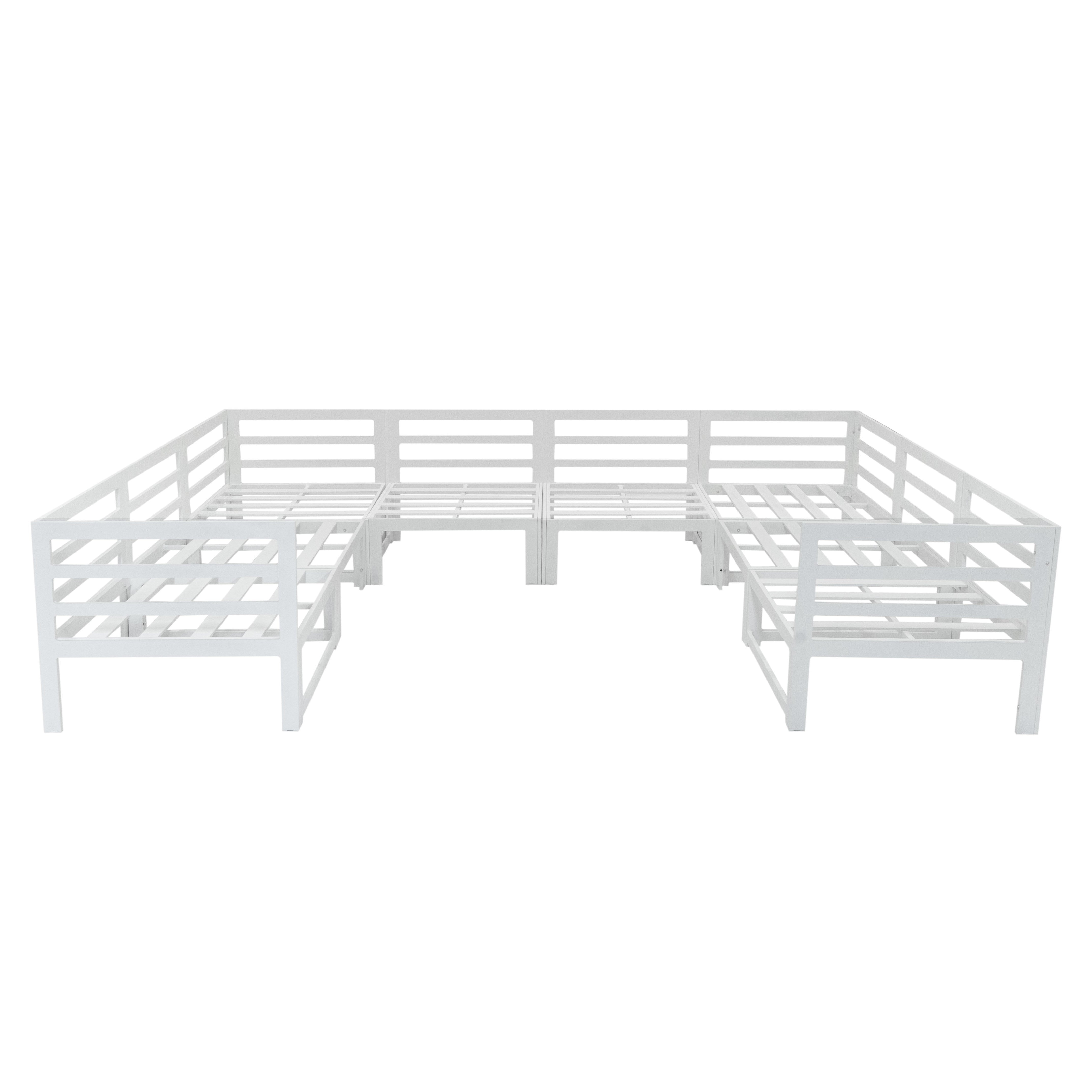 Q-Rax Set Mobili Giardino Modulare 8 Posti Bianco con Braciere