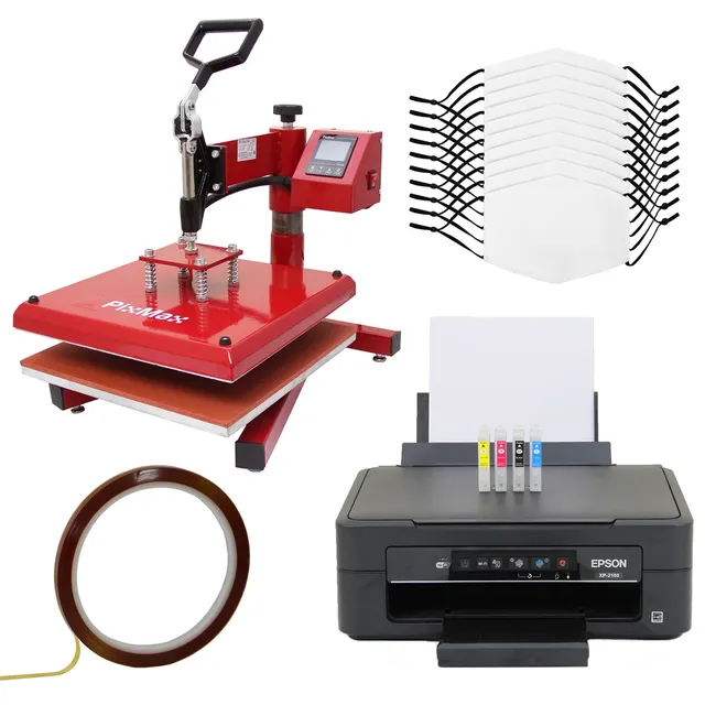Q-Rax Kit Pressa a Caldo 38x38 Stampante 10 Mascherine Sublimazione