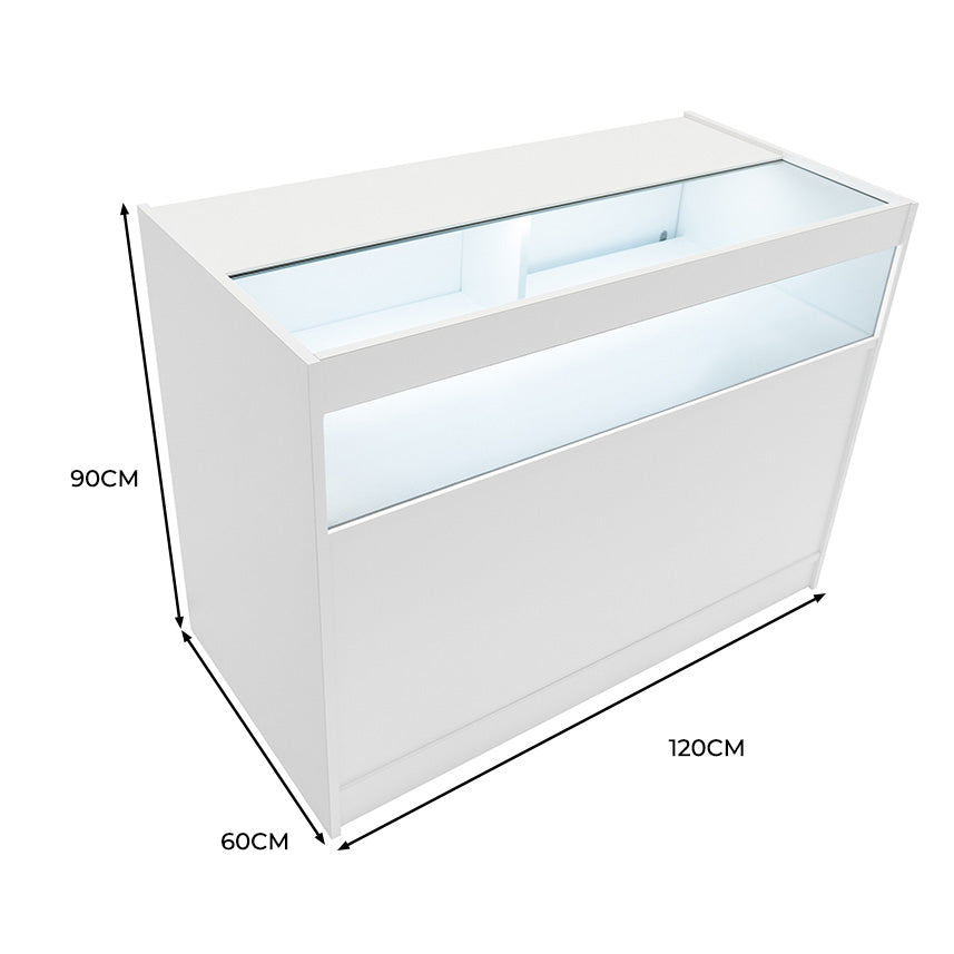 Q-Rax Banconi Negozio B1200 Bancone Vetrina LED Bianco 120cm