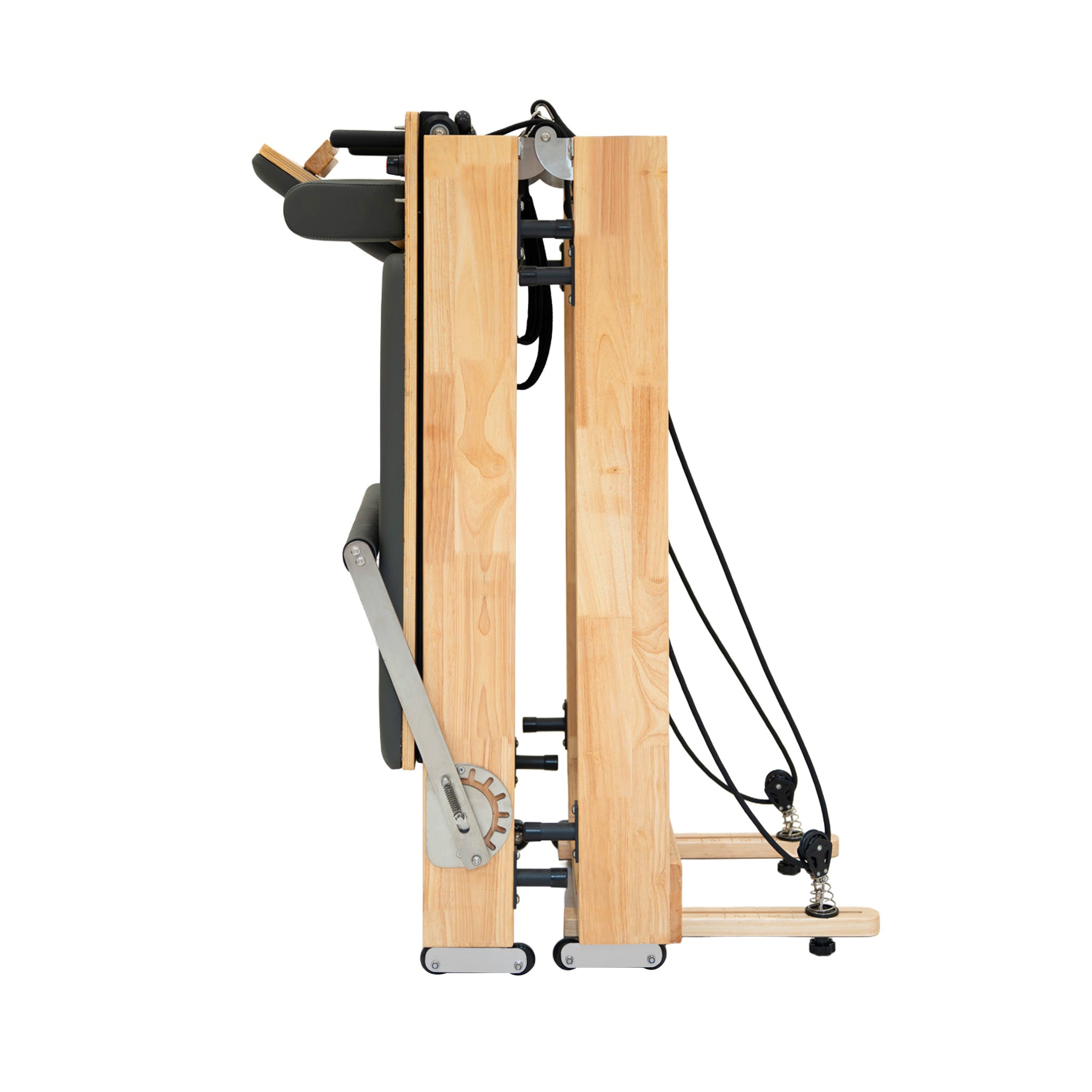 Q-Rax Macchina Pilates Reformer Rovere Pieghevole 5 Molle
