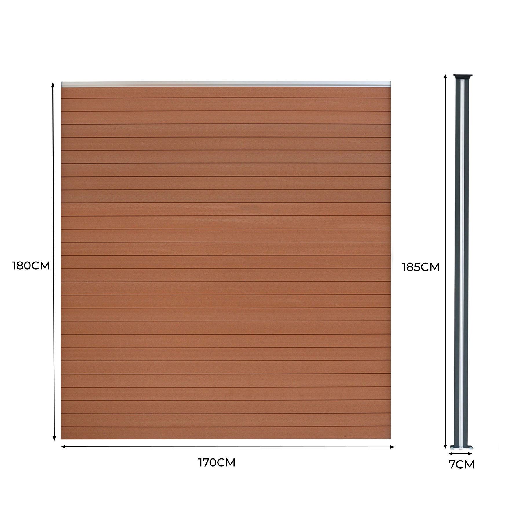 Q-Rax Recinzione WPC 7 Pannelli + Angolare e 8 Pali LED Marrone