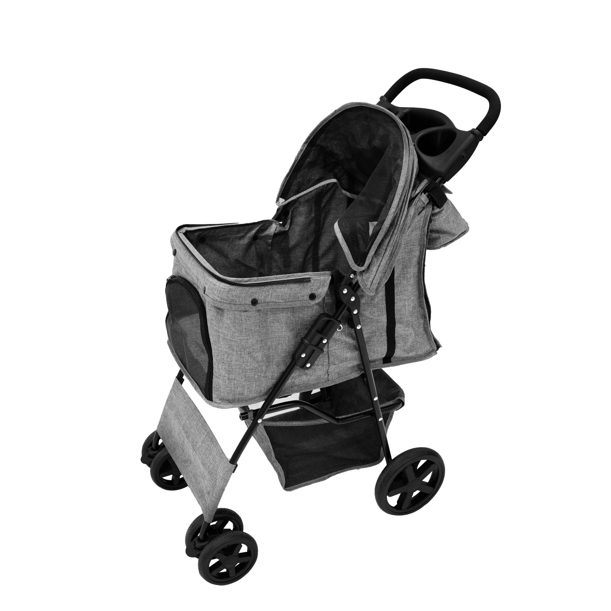 Q-Rax Passeggino Animali Grigio Antipioggia con Borsa Organizer