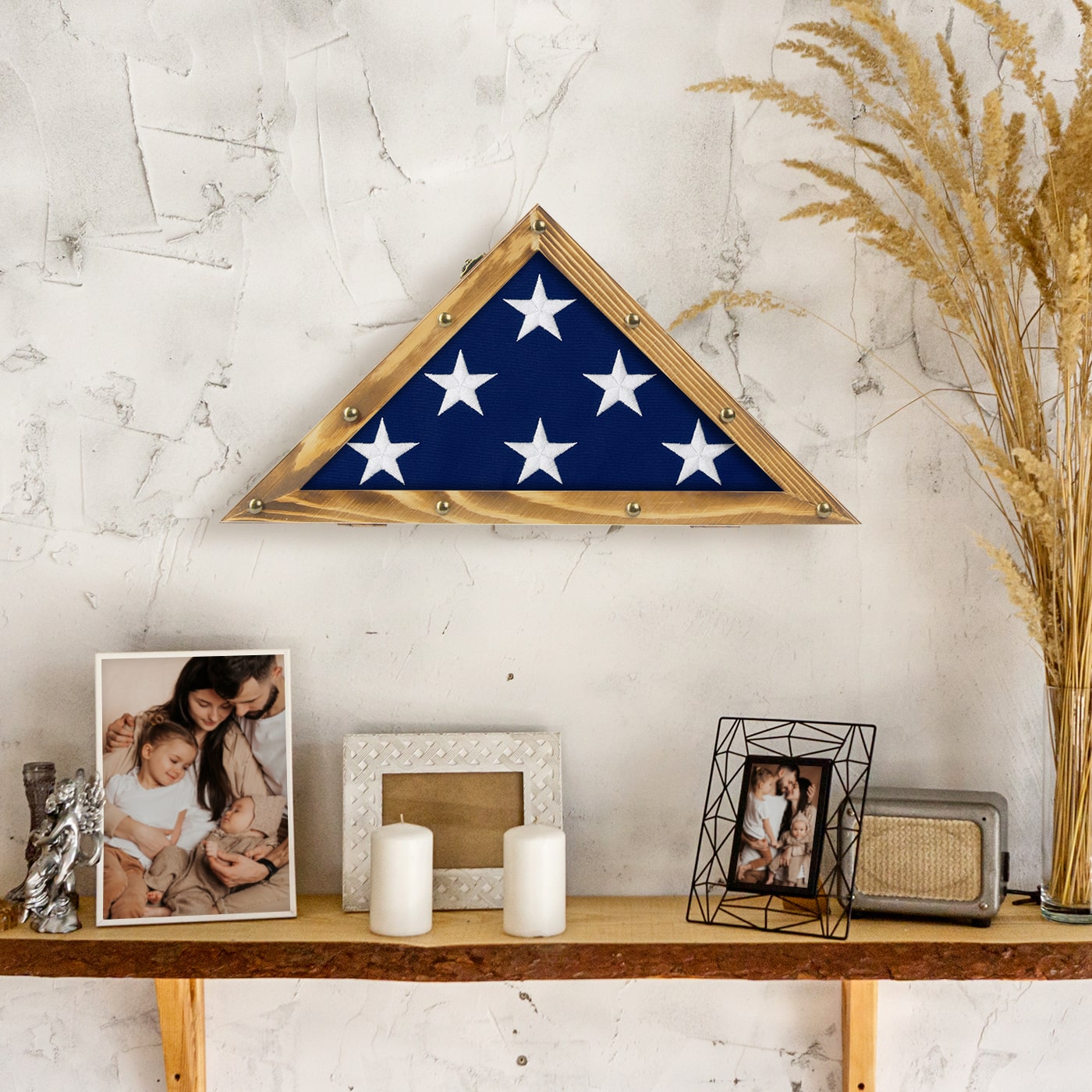 JackCube Design Display Teca Bandiera Militare Legno 3x5 Pino