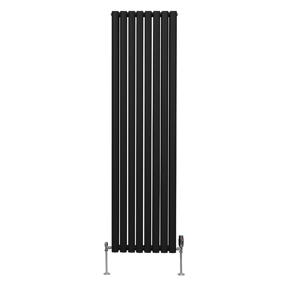 Q-Rax Ovale 1800x480 Radiatore Colonna Nero Valvole