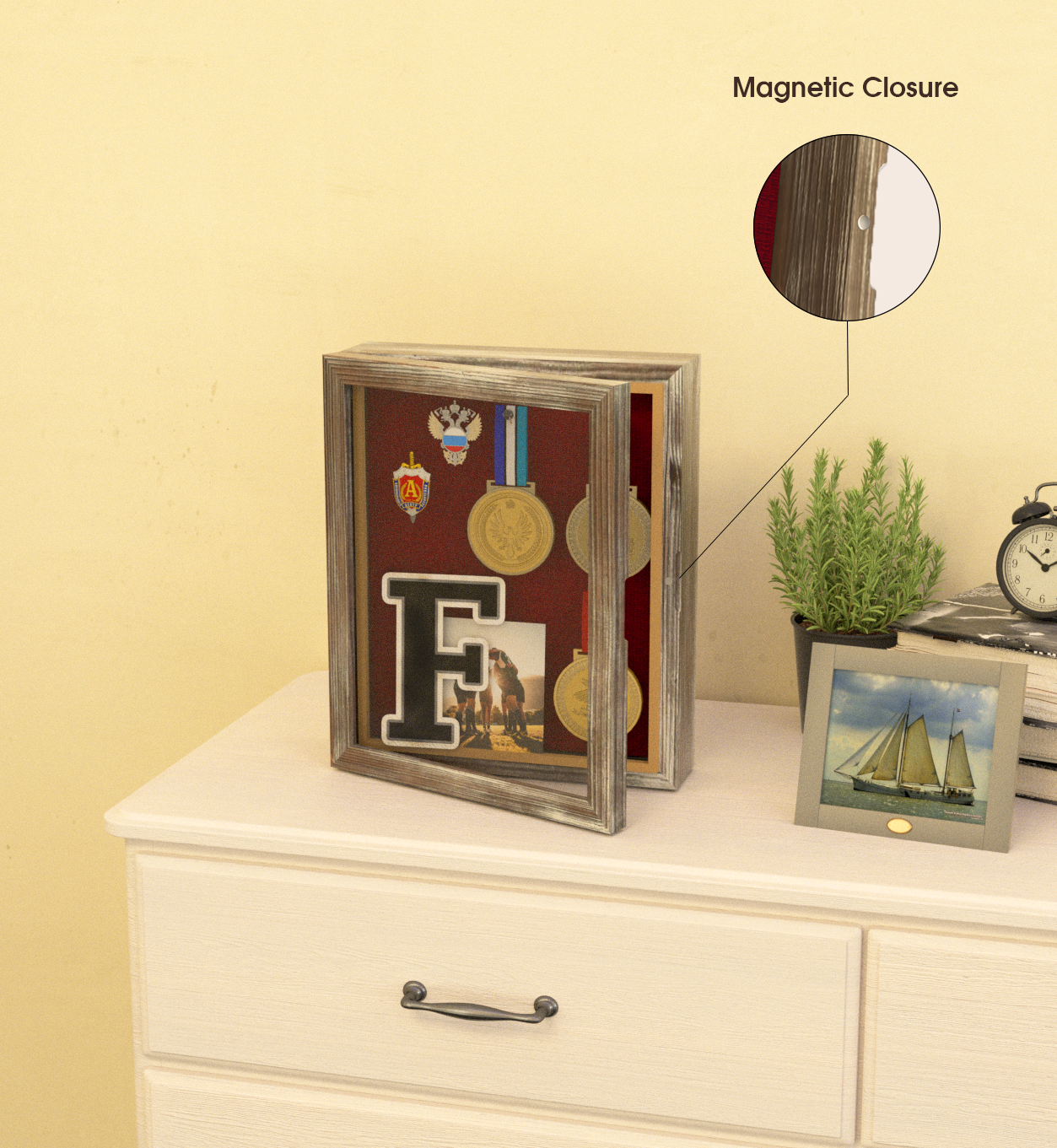 Jackcube Design Display Shadow Box Teca Lino 9x11 Pollici