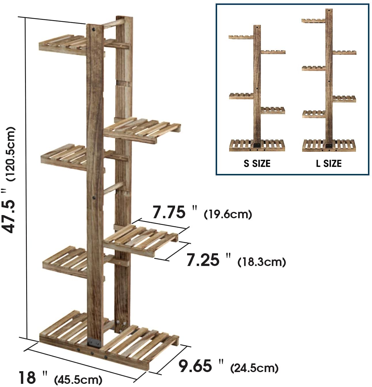 Jackcube Design Plant Scaffale Piante 6 Ripiani Legno Rustico