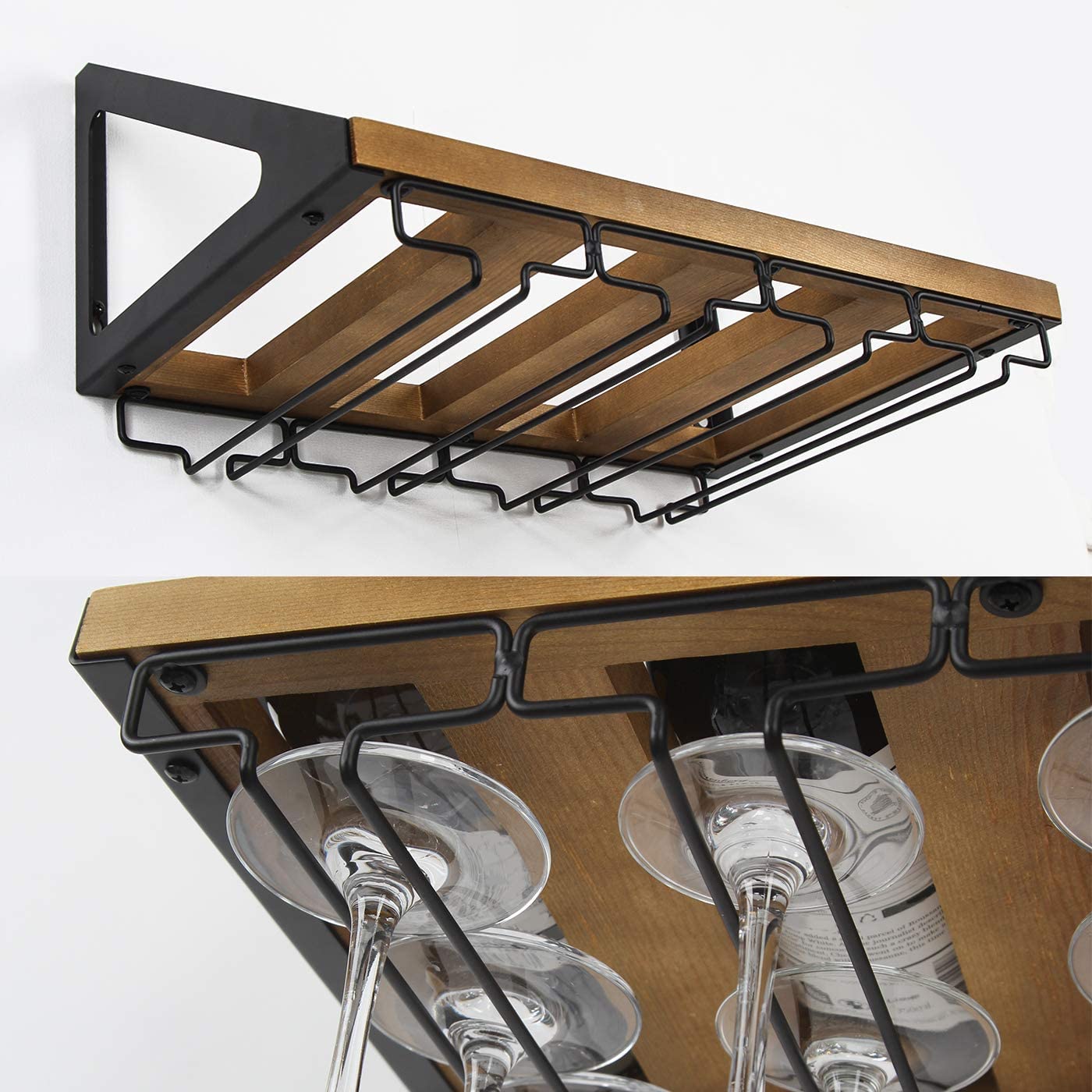 Jackcube Design portavino da parete legno 4 bottiglie 12 calici