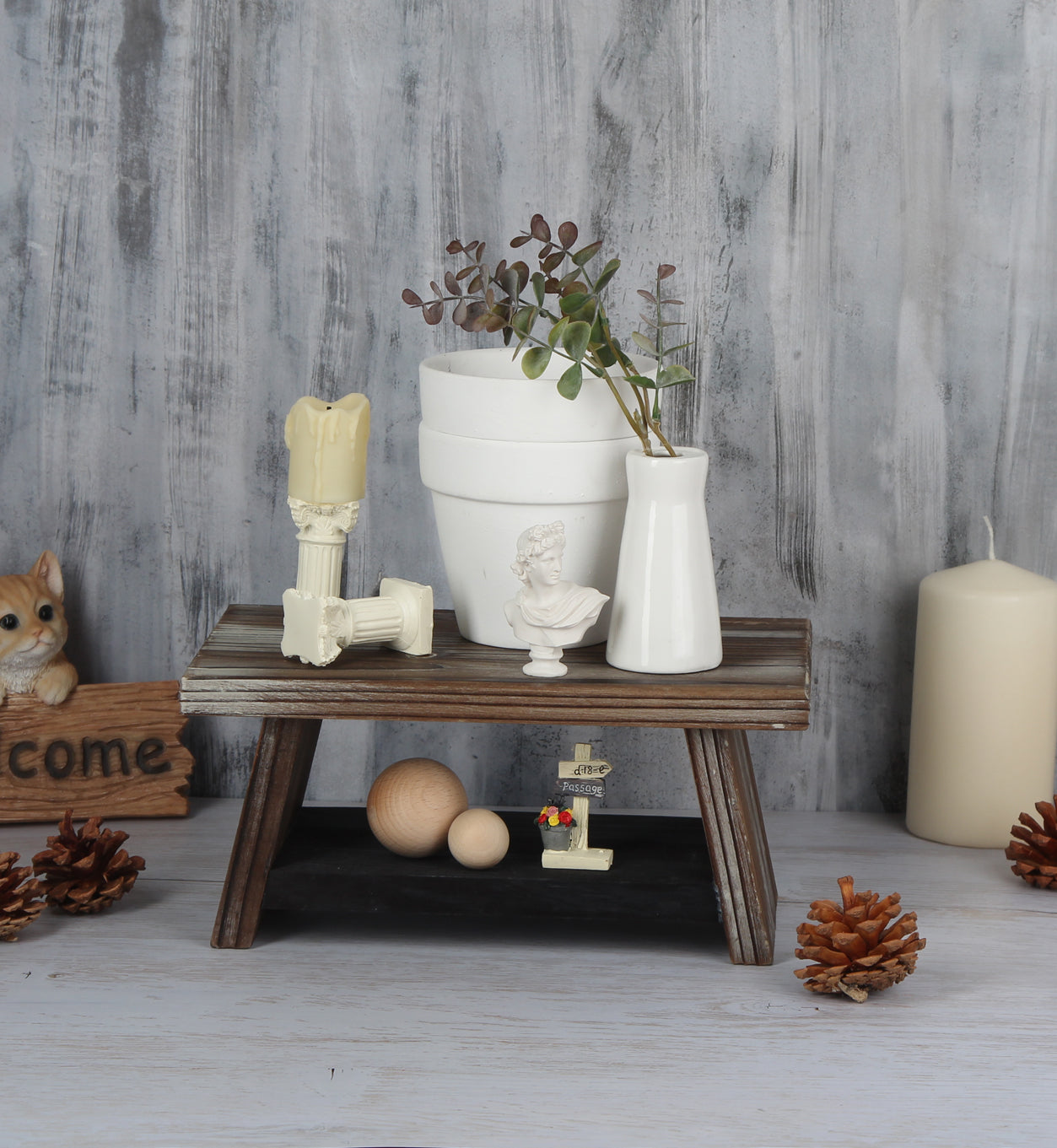 Jackcube Design Display alzata legno 2 piani rustica