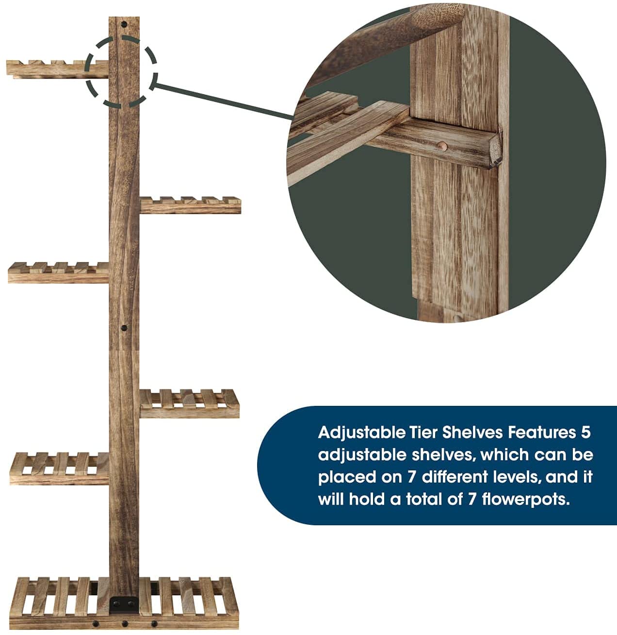 Jackcube Design Plant Scaffale Piante 6 Ripiani Legno Rustico