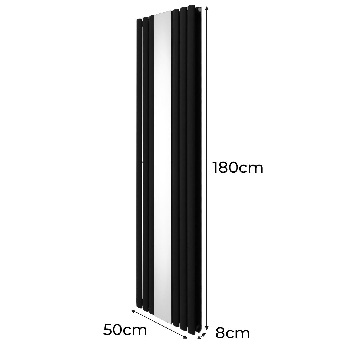 Q-Rax Radiatore Ovali Specchio 1800x500 Nero
