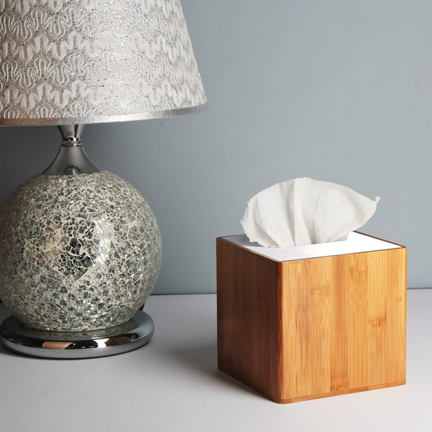 Jackcube Design Living Room Portafazzoletti Bambù Bianco Quadrato