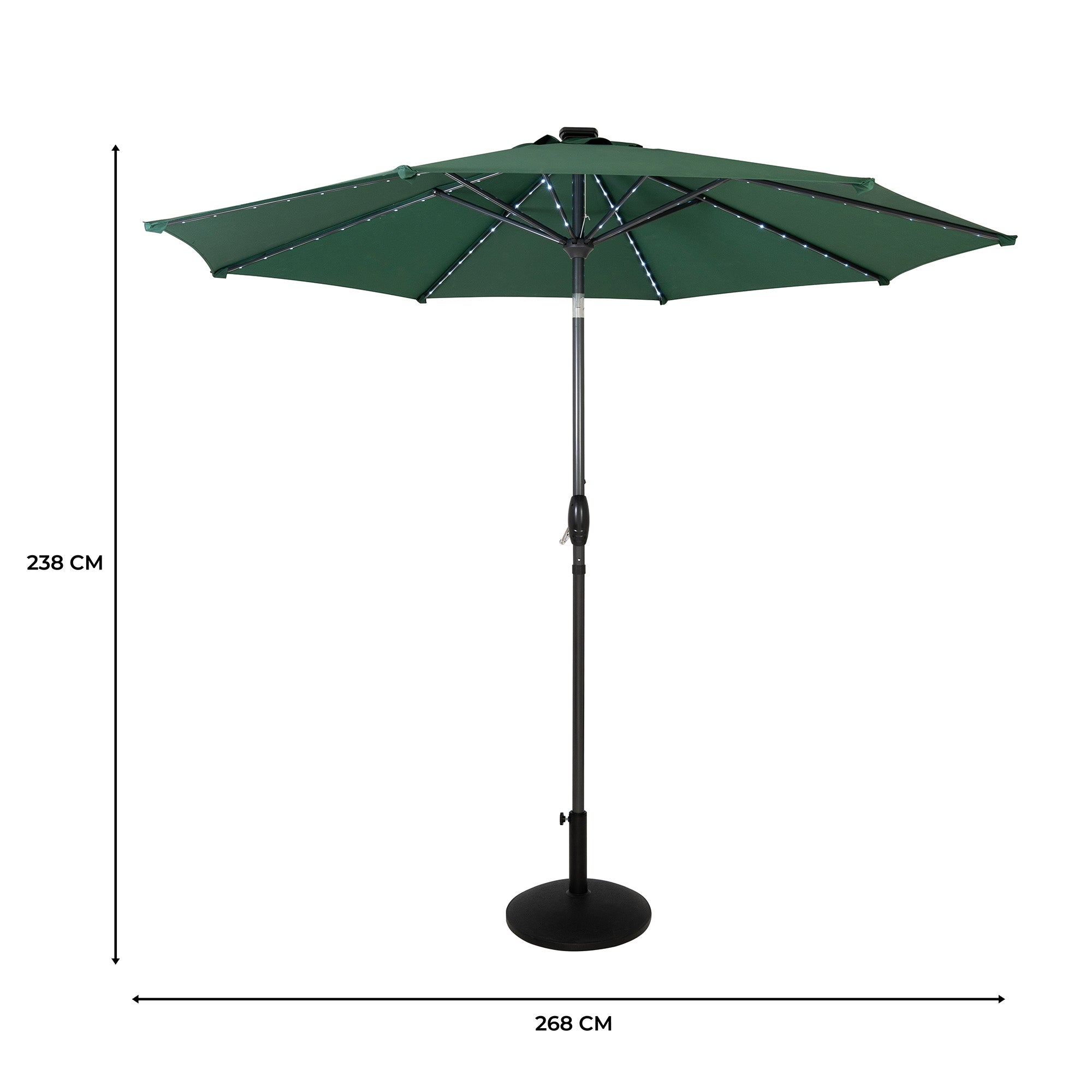 Q-Rax 2,7m ombrellone LED verde inclinabile con base