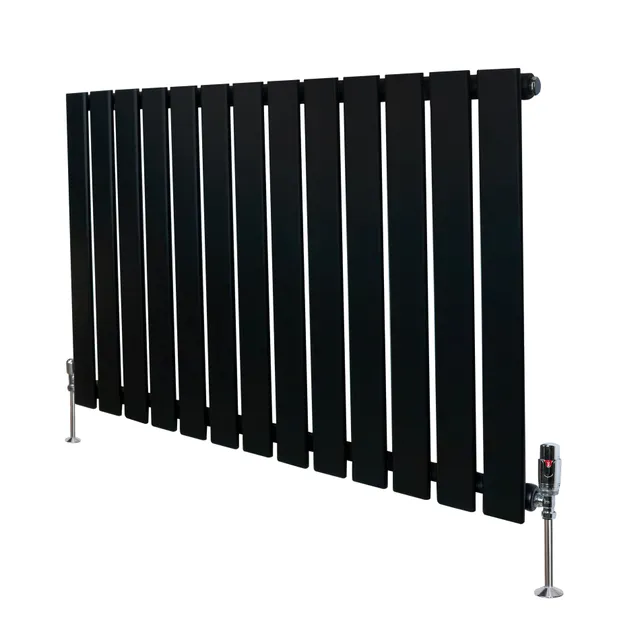 Q-Rax Radiatore Piatto Monocolonna 600x910 mm Nero con Valvole
