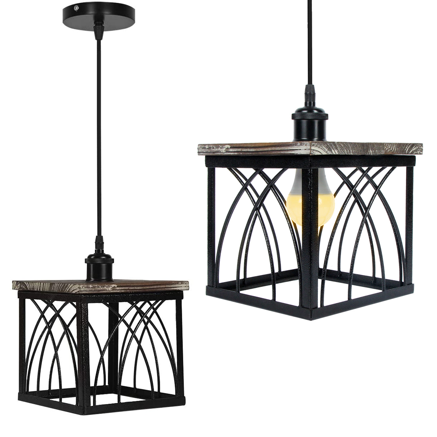 Jackcube Living Room Lampada Sospensione Legno Metallo E26
