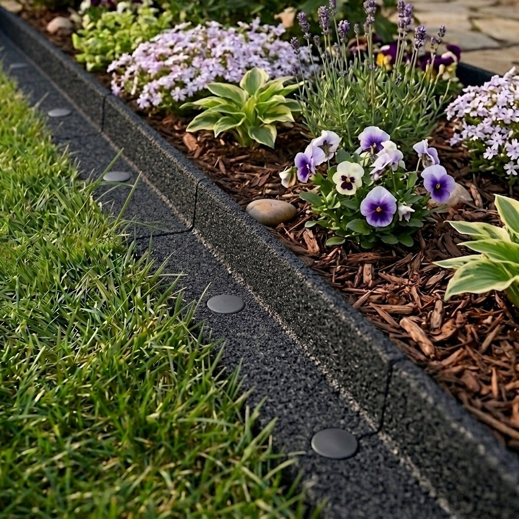 Q-Rax Deposito Aperto Bordura Giardino Flessibile 6x1,2 m Nera