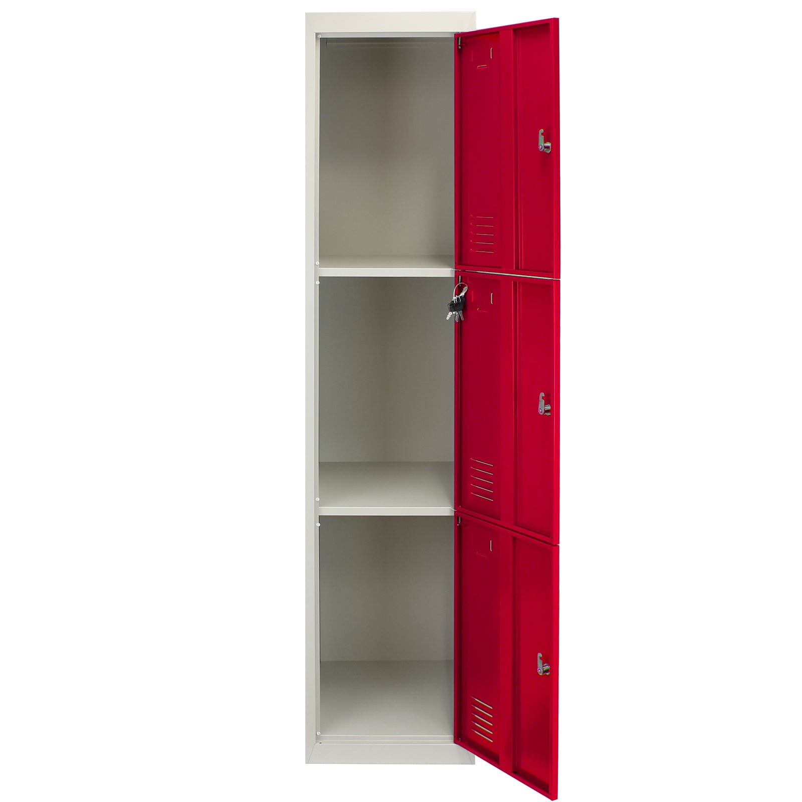 Q-Rax Armadietto Metallo 3 Porte Rosse 180 cm con Chiave