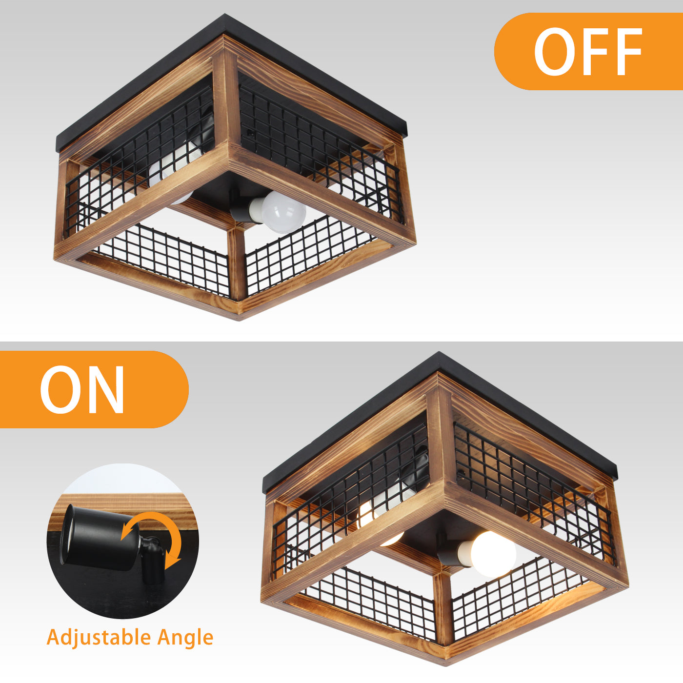 Jackcube Design Living Room Plafoniera 2 Luci Legno E26