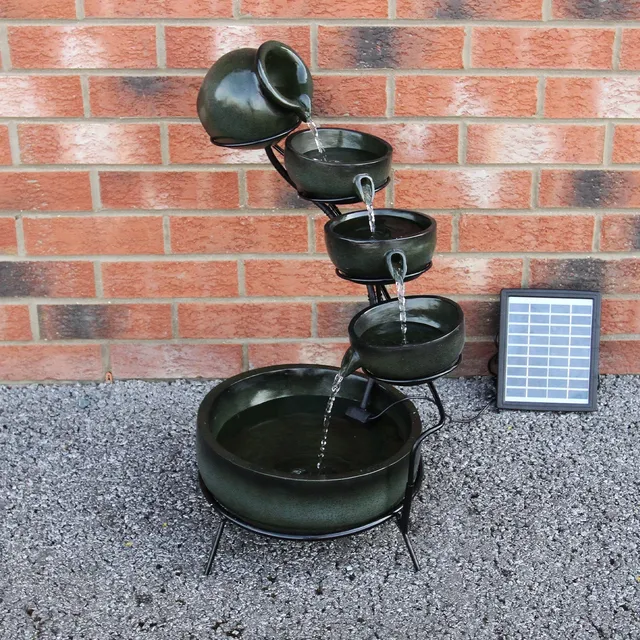 Q-Rax Fontana Solare a Cascata fontana verde 56 cm
