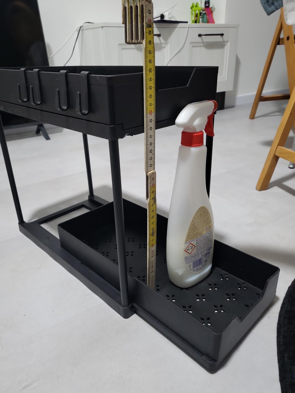 Meltrck Organizer Sottolavello 2 Pezzi Nero 2 Livelli con Ganci