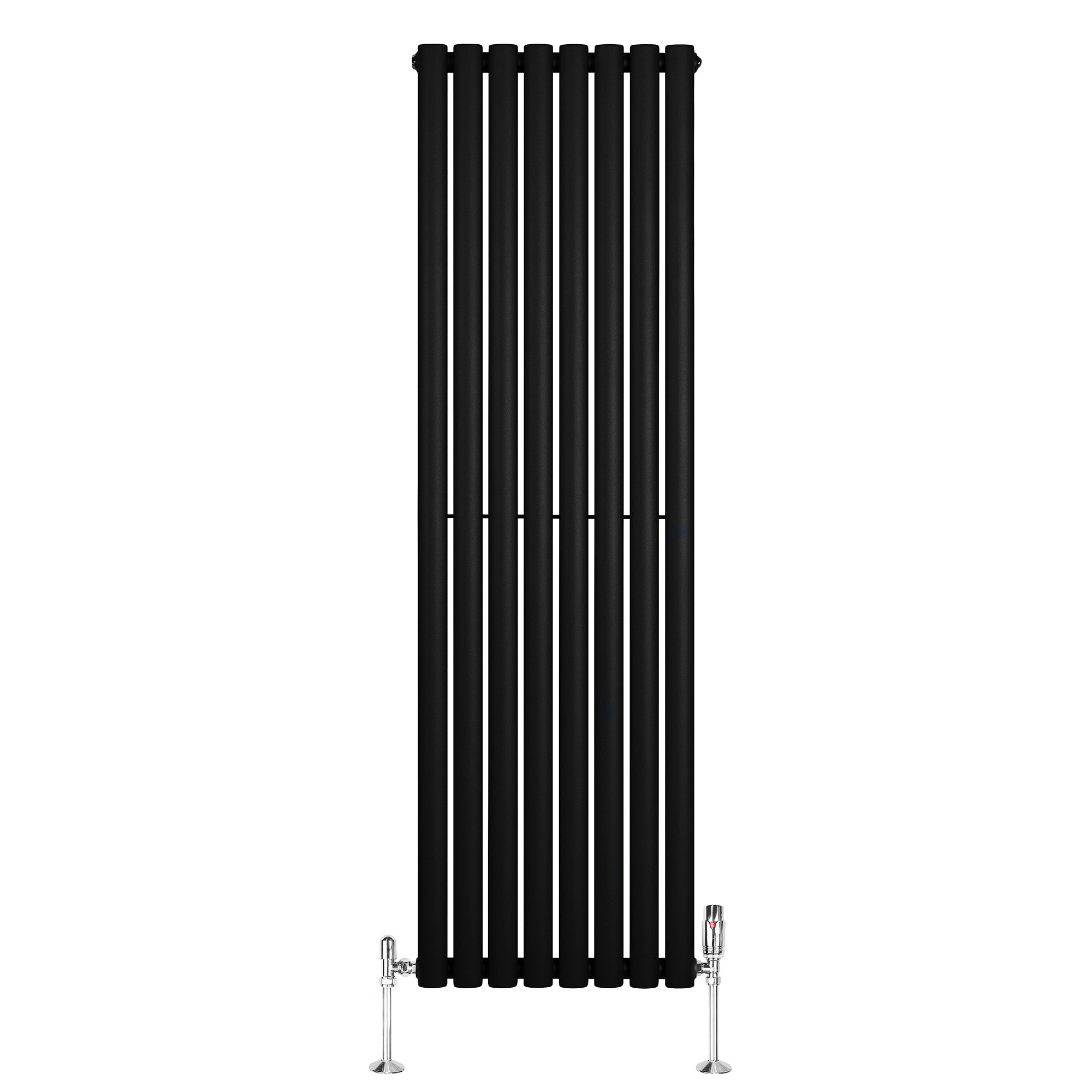 Q-Rax Radiatore Ovale Verticale 1600x480 mm Nero con Valvole